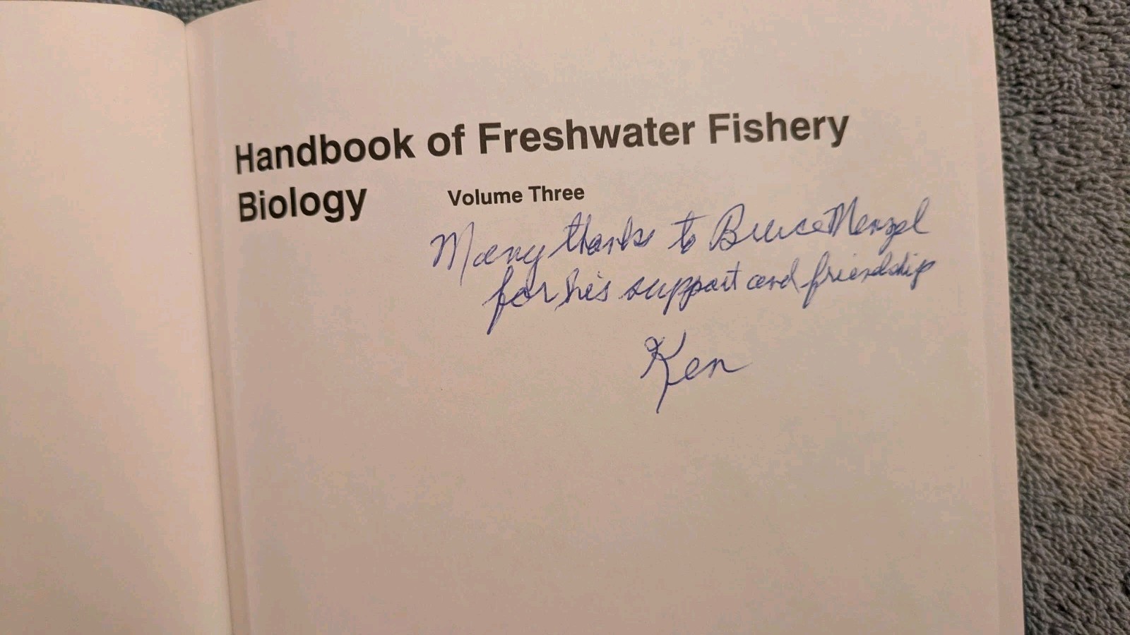 Carlander, HANDBOOK OF FRESHWATER FISHERY BIOLOGY, 1997, HB, SIGNED, Iowa State