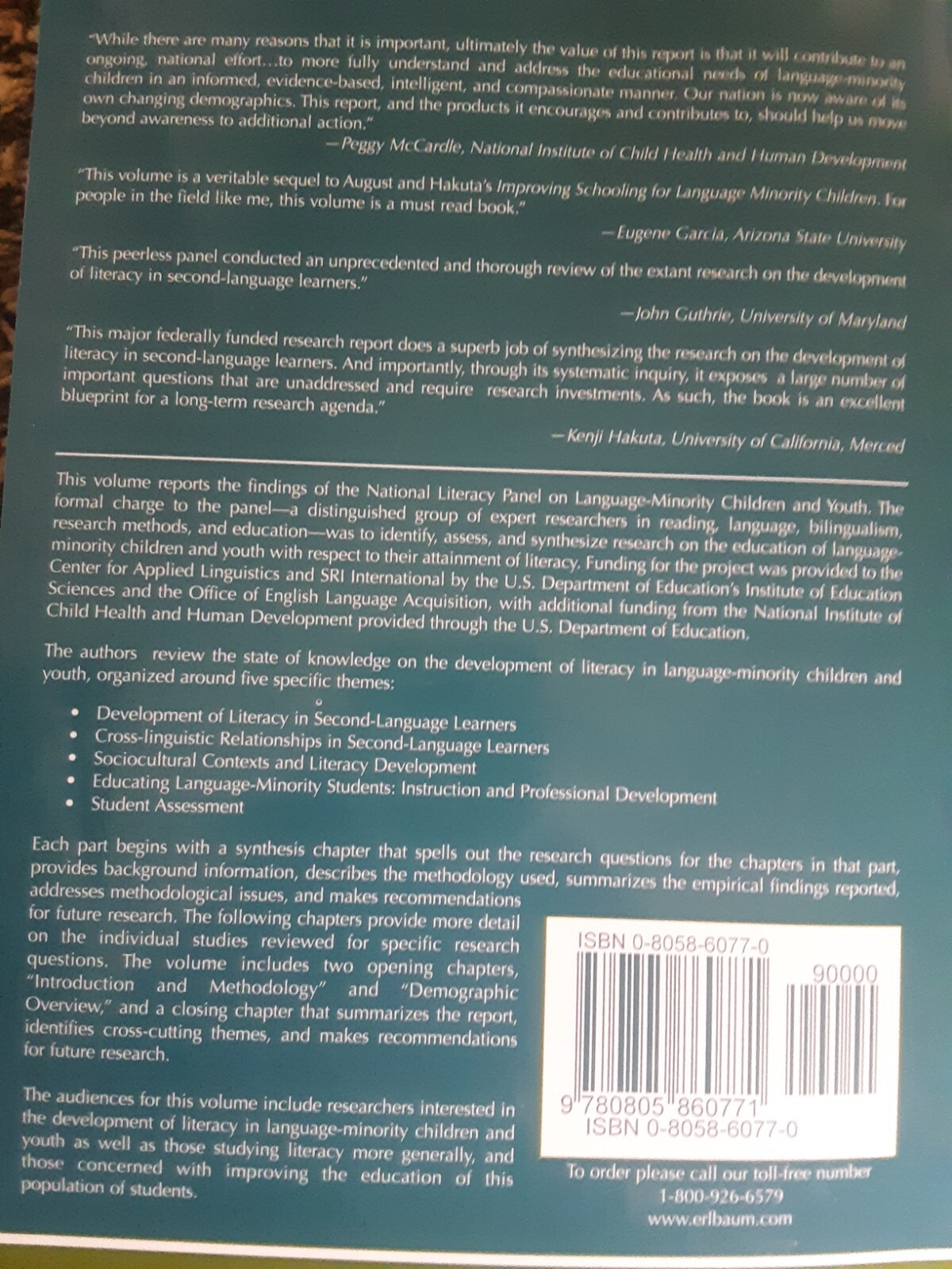 Developing Literacy in Second-Language Learners ~ Includes Sealed CD-ROM