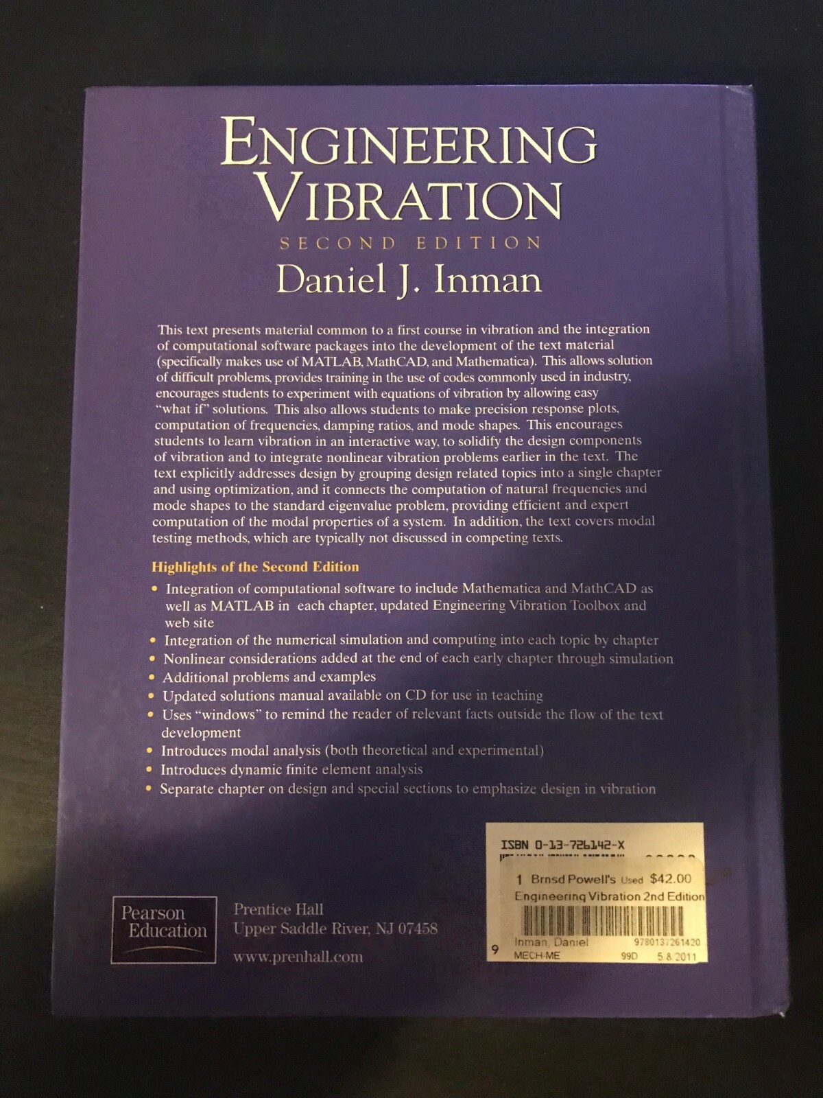Engineering Vibration – 2nd Edition (Daniel J. Inman)
