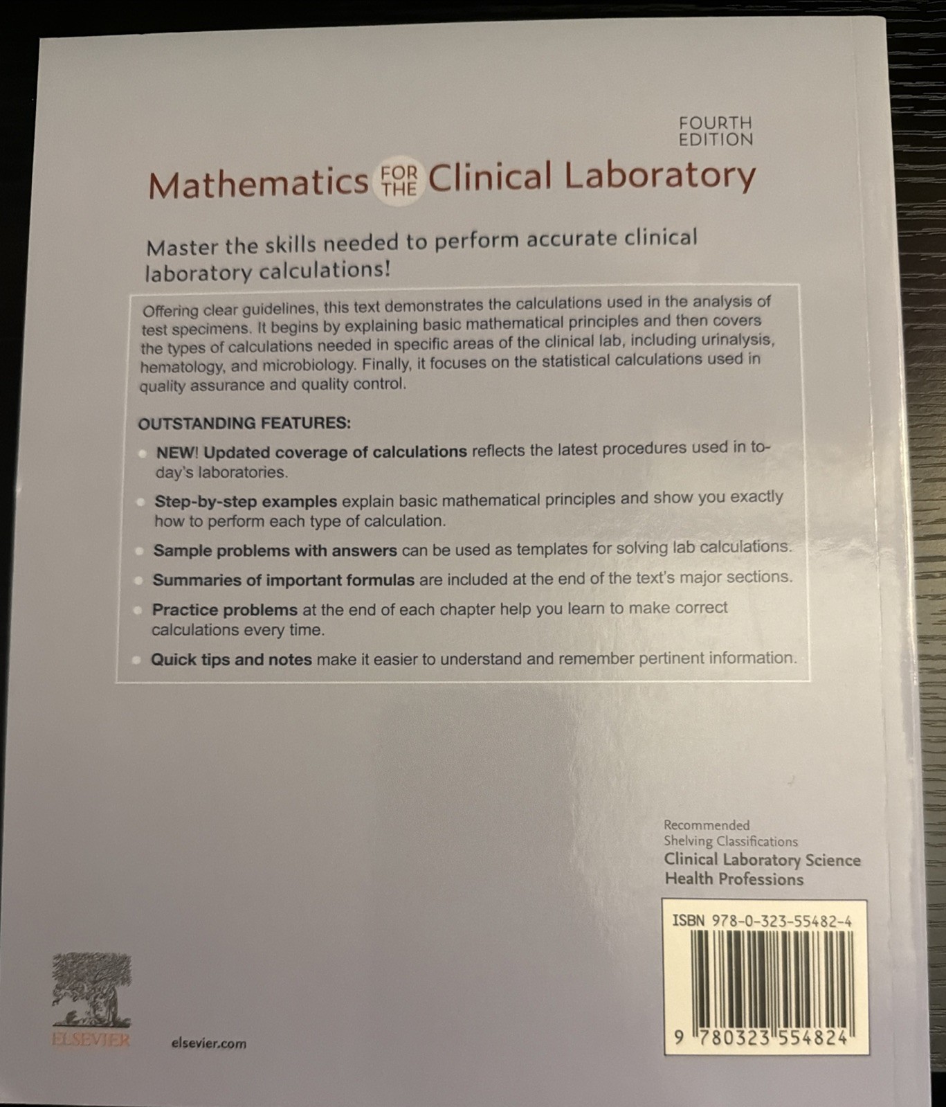Mathematics for the Clinical -4th Ed. Paperback, – Like New! w/ Access Code