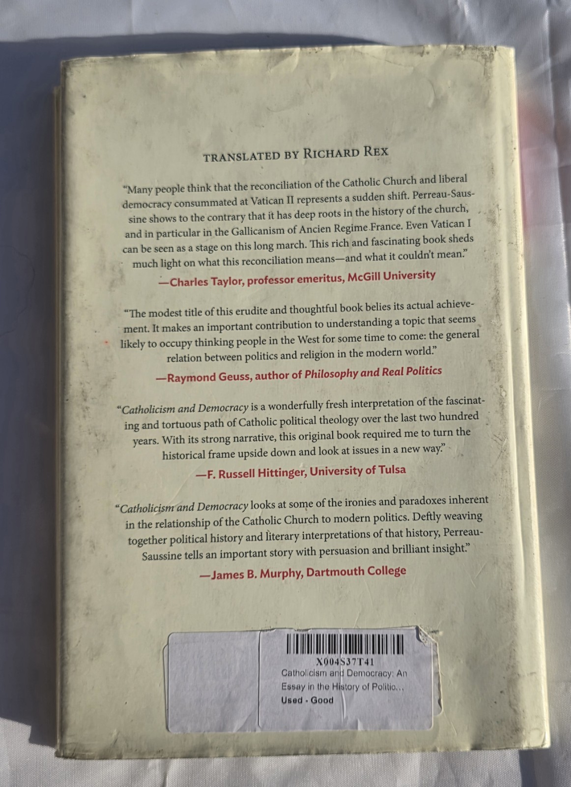 Catholicism and Democracy : An Essay in the History of Political Thought, HC