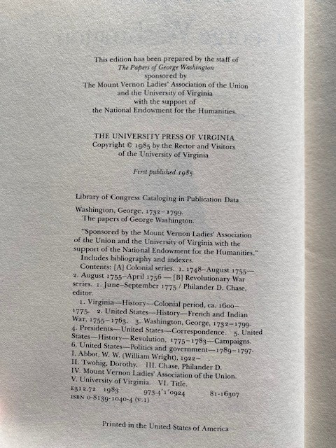 The Papers of George Washington 1 June-September 1775 Abbot HCDJ 1985