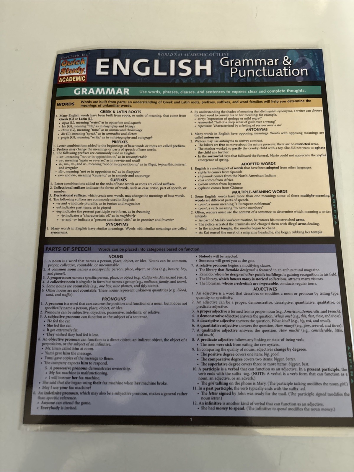 QuickStudy English: Grammar & Punctuation Laminated Study Guide