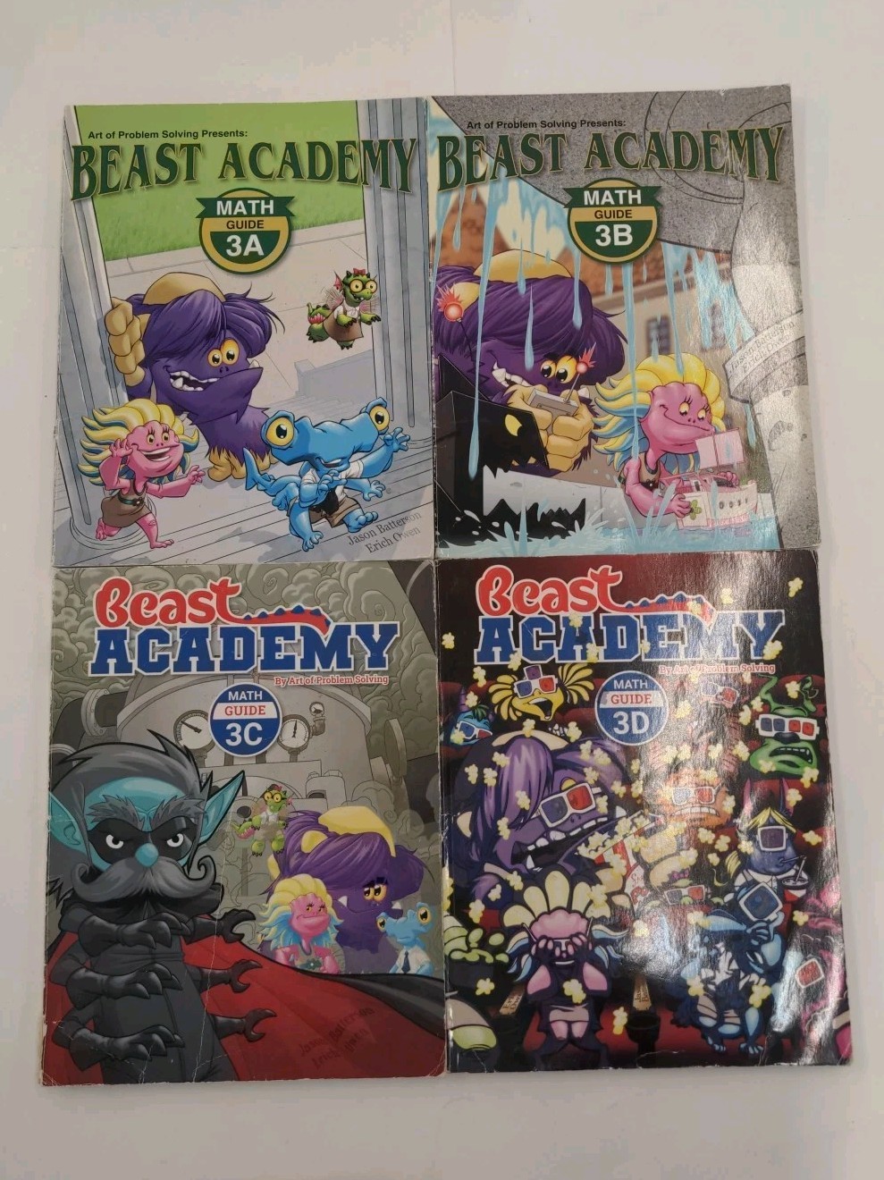 AoPS Beast Academy lot of 4 Guide books, 3A, 3B, 3C, 3D PAPERBACK