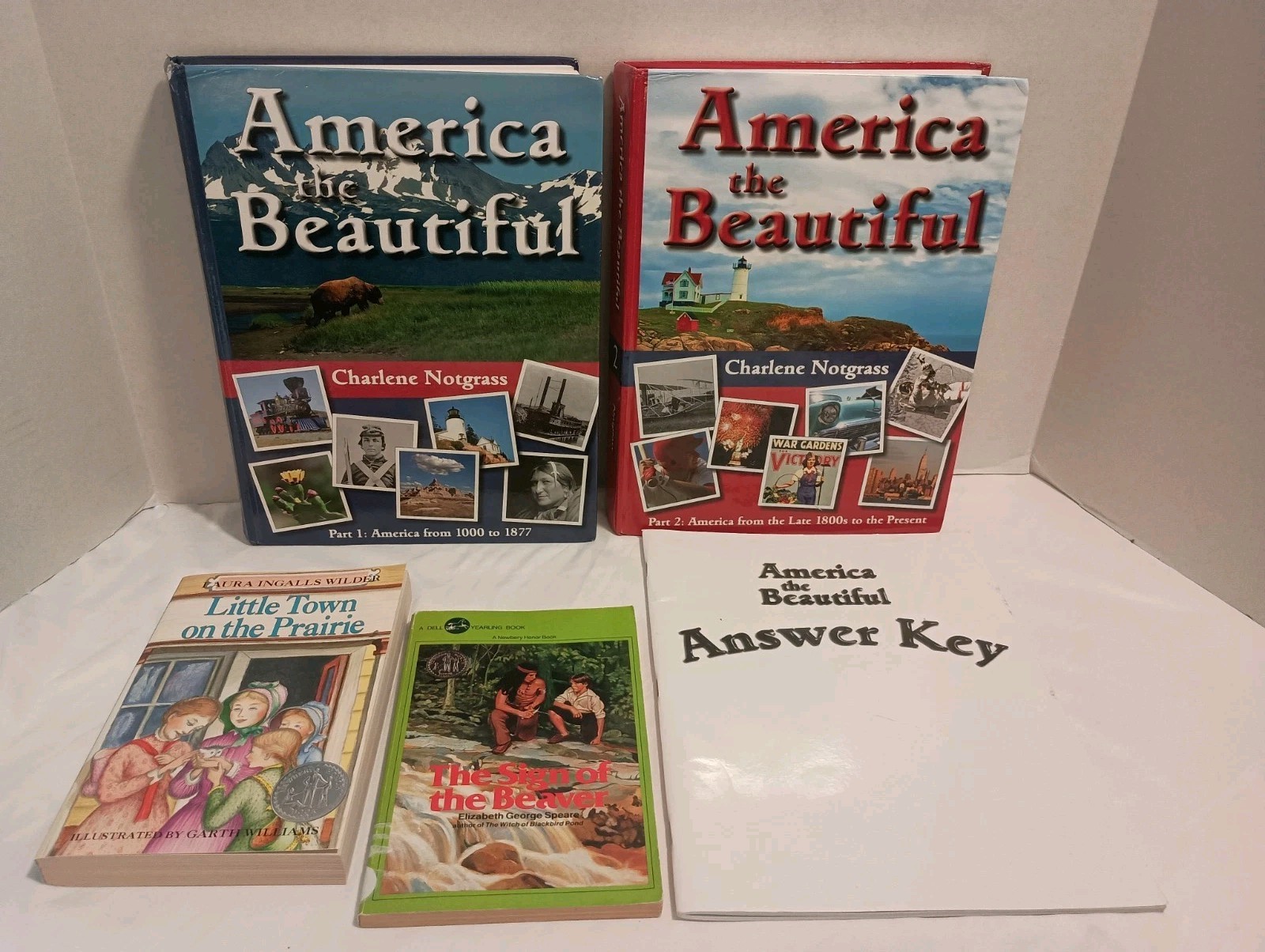 Notgrass: America The Beautiful Part 1 & 2, Answer Key, and 2 Literature Books