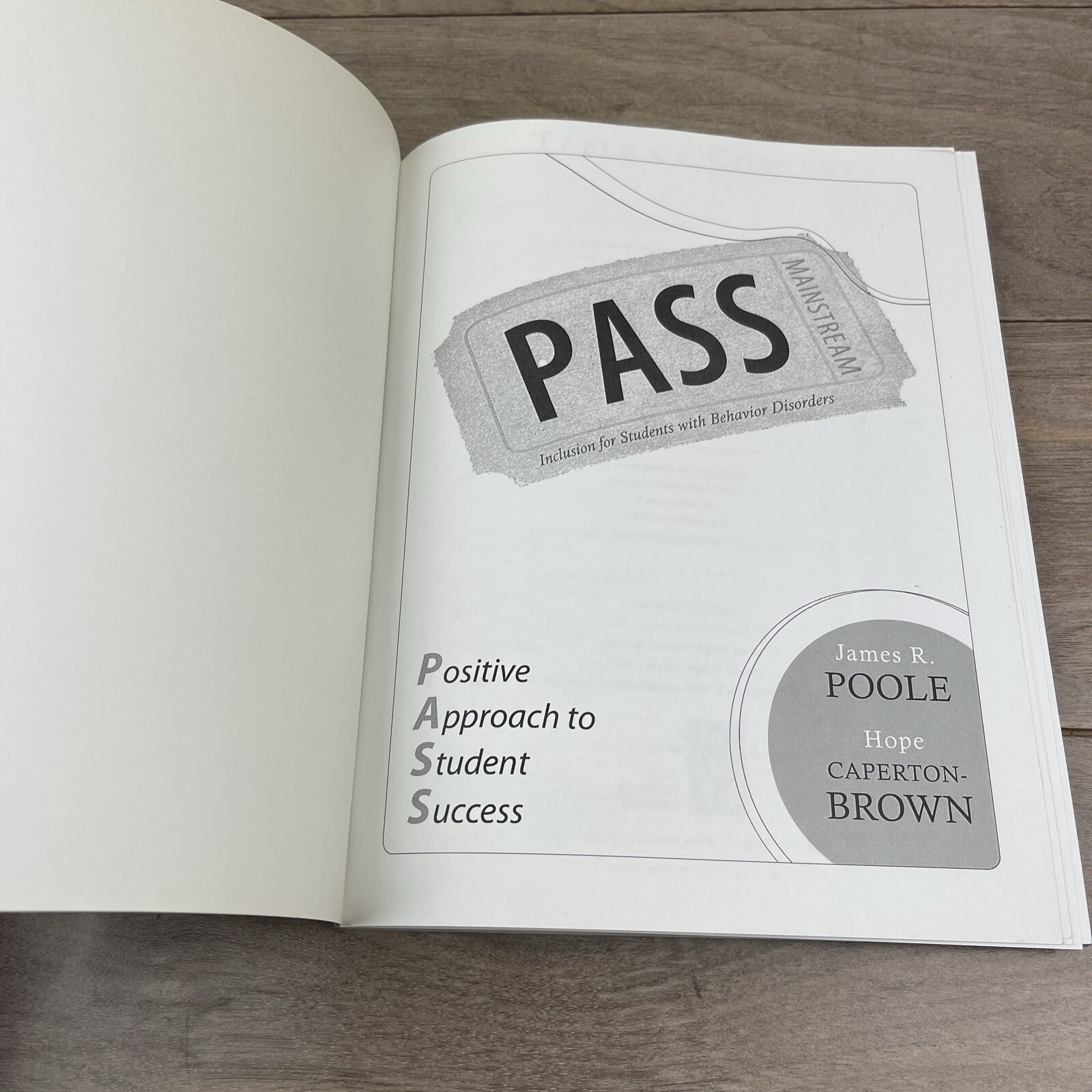 Pass: Positive Approach to Student Success: Inclusion for Students with Behavior