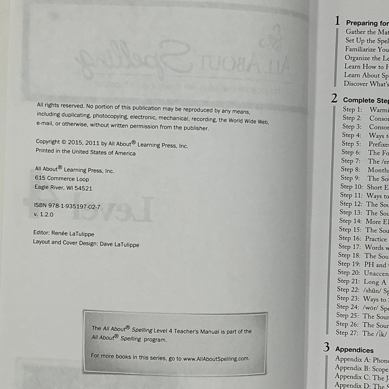 All About Spelling Level 4 Teacher’s Manual Marie Rippel 2015 Paperback