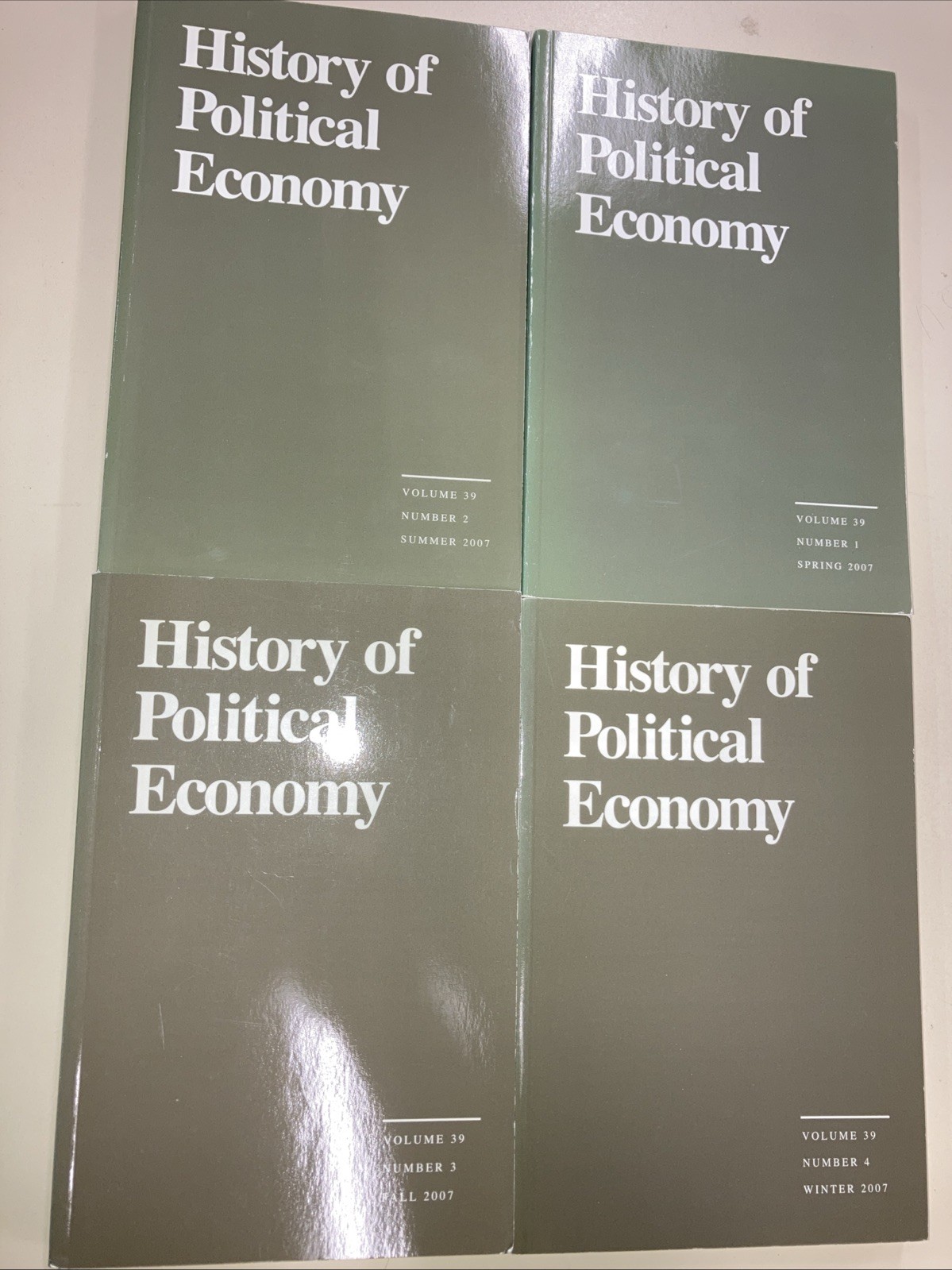 History of Political Economy Vol 39 No 1-4 SC 2007 Duke University Press Good