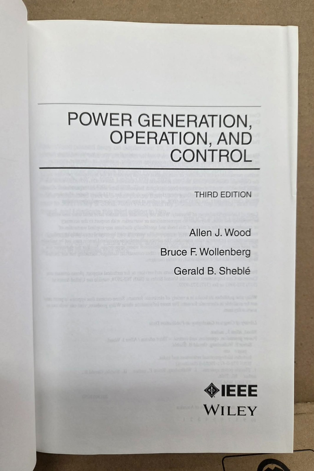 Power Generation, Operation, and Control by Allen J. Wood, Gerald B. Sheblé