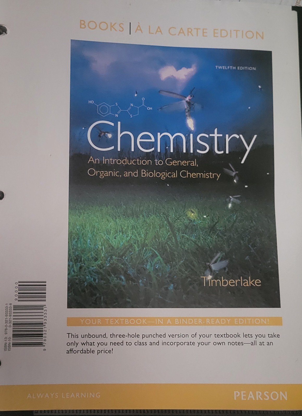 Chemistry: Intro to Gen,Org,and Bio Chemis Karen C. Timberlake (2019, Ringbound)