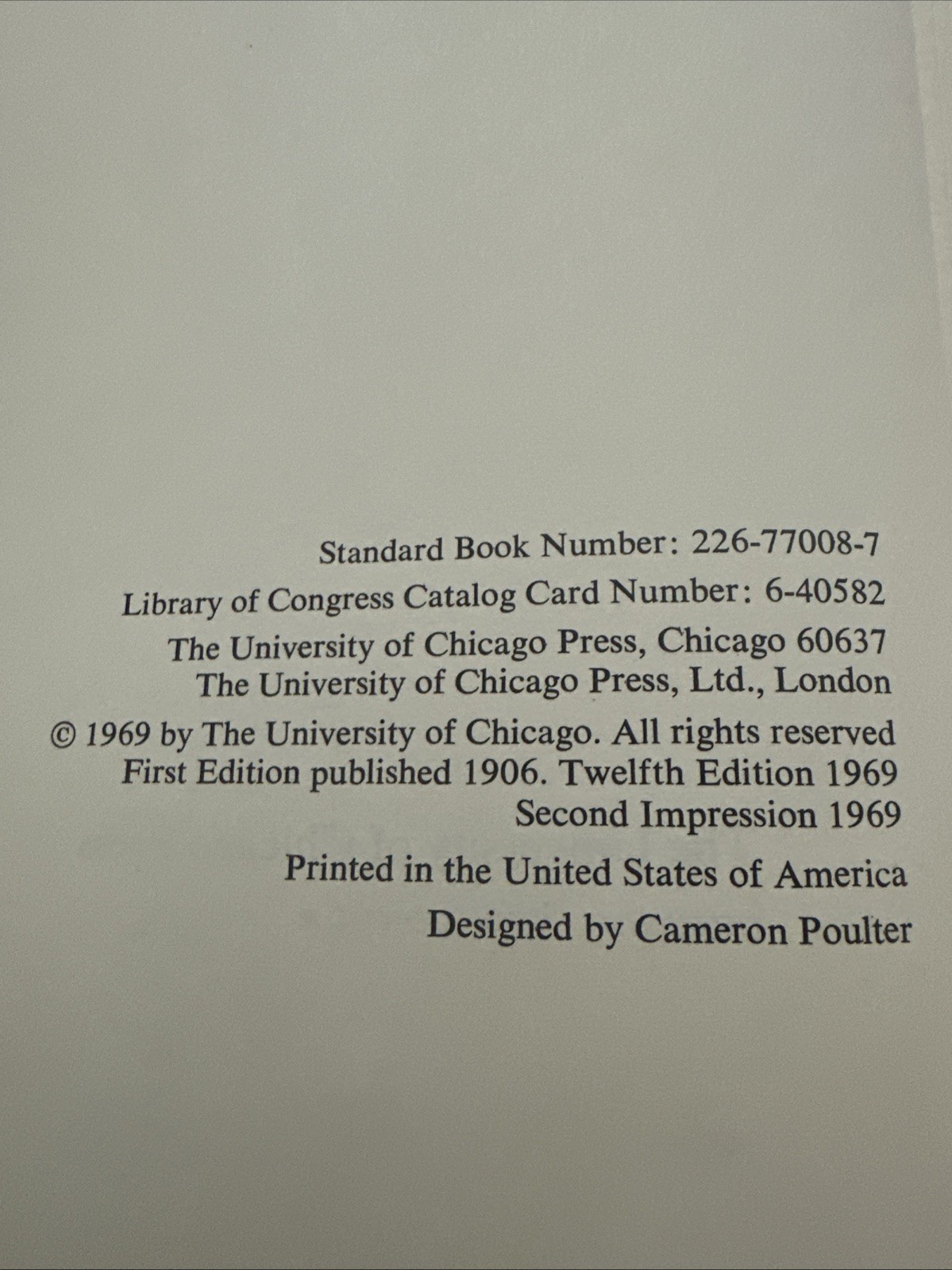 Chicago Manual of Style, 12th Edition by The University of Chicago HCDJ 1969