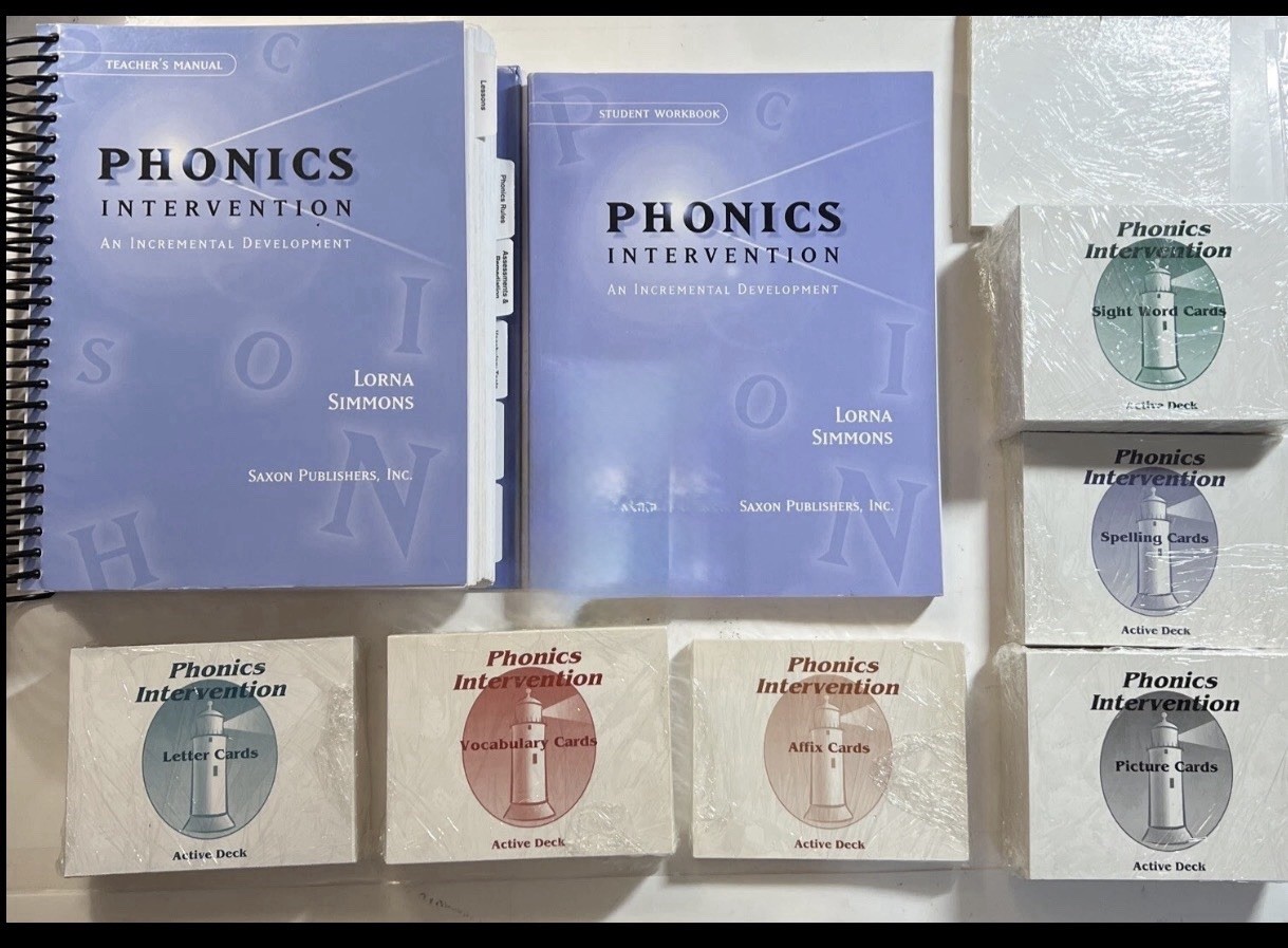 Saxon Phonics Intervention, Teachers Edition, Workbook, Card Decks, Grade 4 & Up
