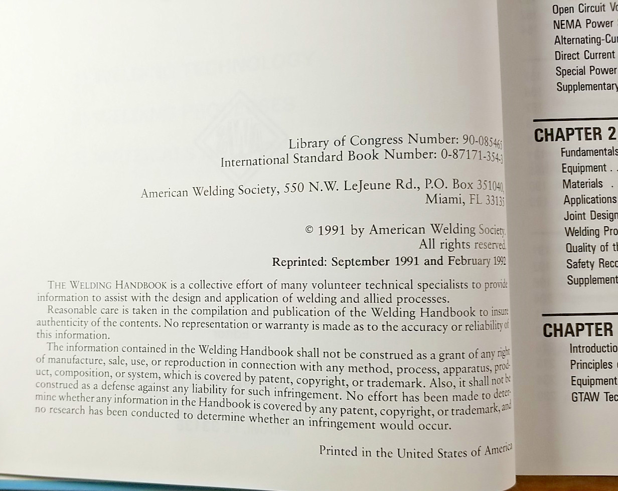 Welding Handbook American Welding School Volume 1 & 2 – 8th Edition Hardcover
