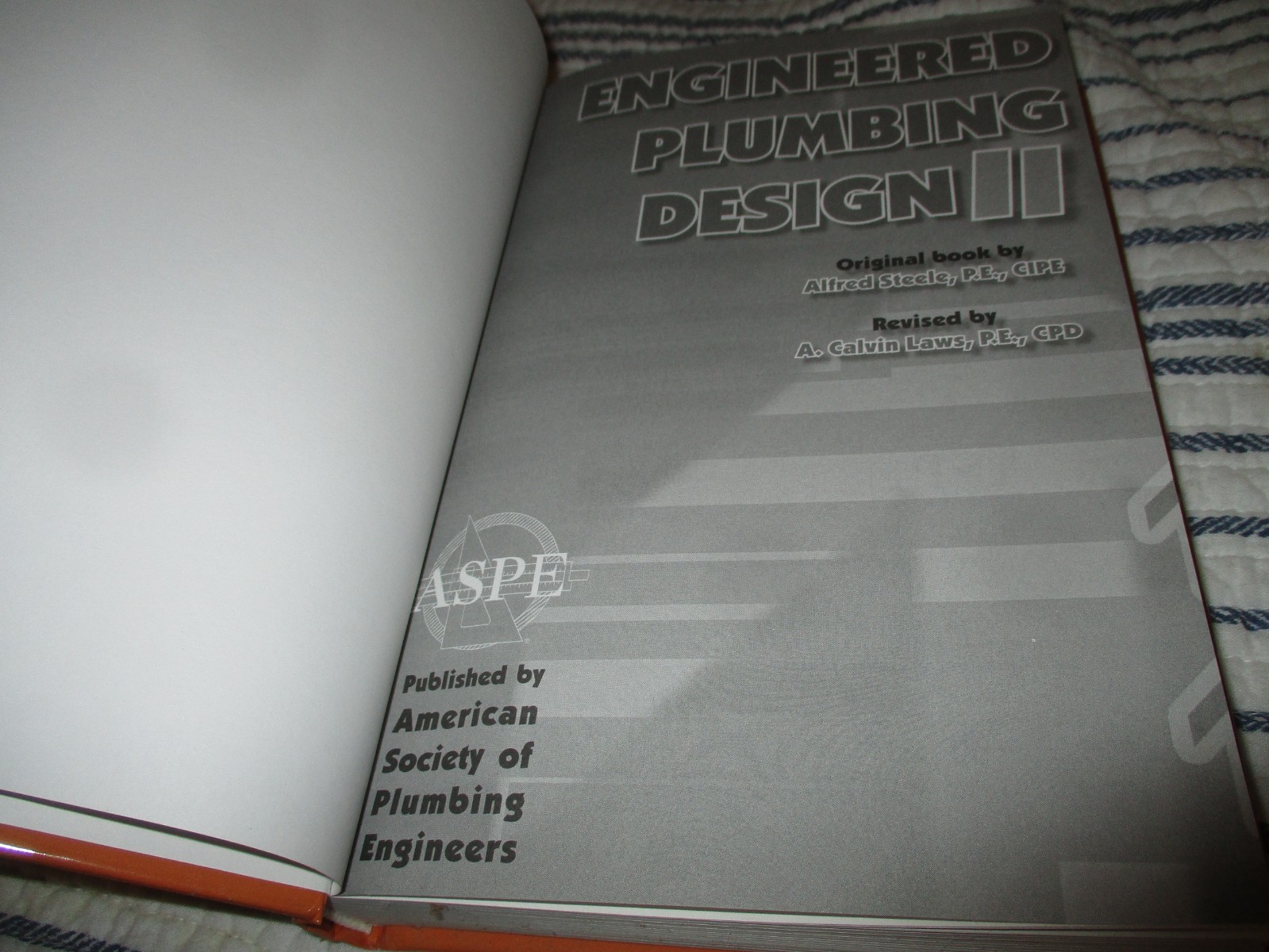 Engineered Plumbing Design II Alfred Steele HC Book ASPE Plumbing Engineers VGC