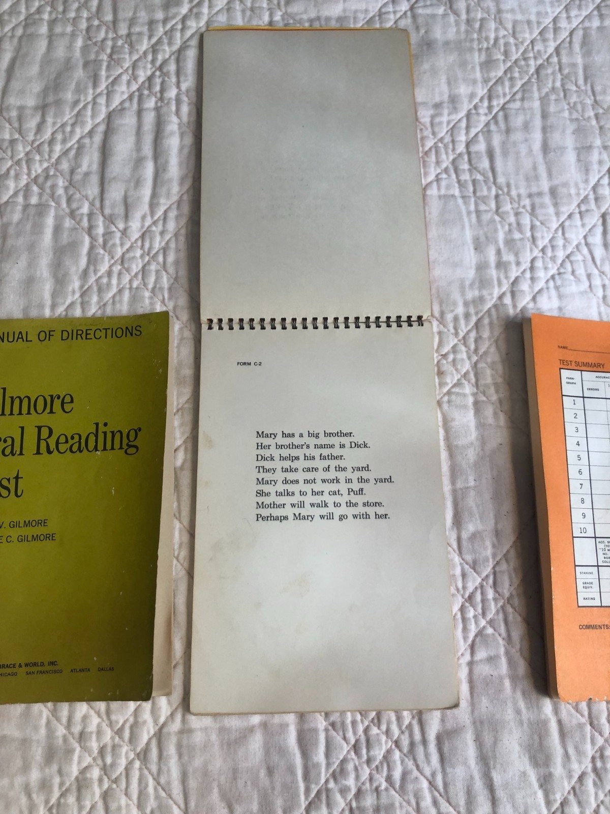 Vintage The Gilmore Oral Reading Test Booklets
