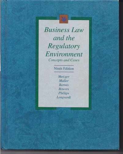 Business Law and the – Hardcover, by Metzger Michael B. – Acceptable n