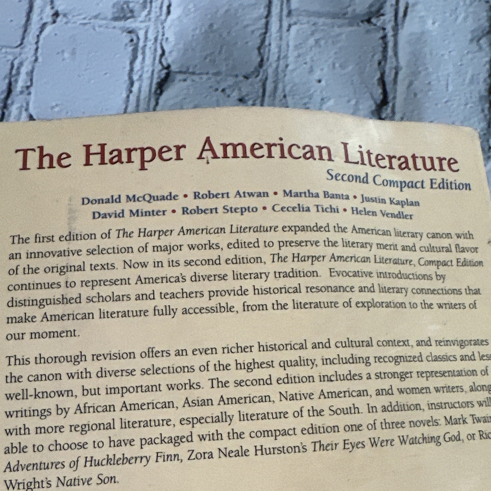 The Harper American Literature: Second Compact Edition Paperback – 1996