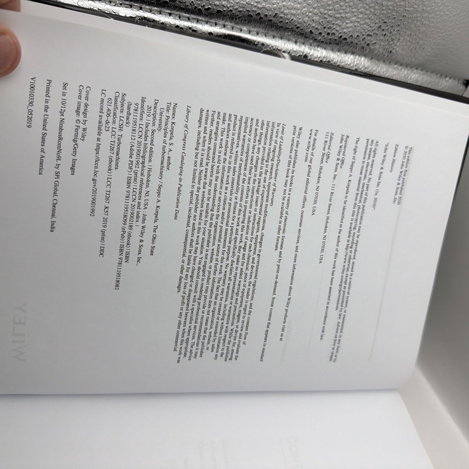 Principles of Turbomachinery by Seppo A Korpela Second Ed.