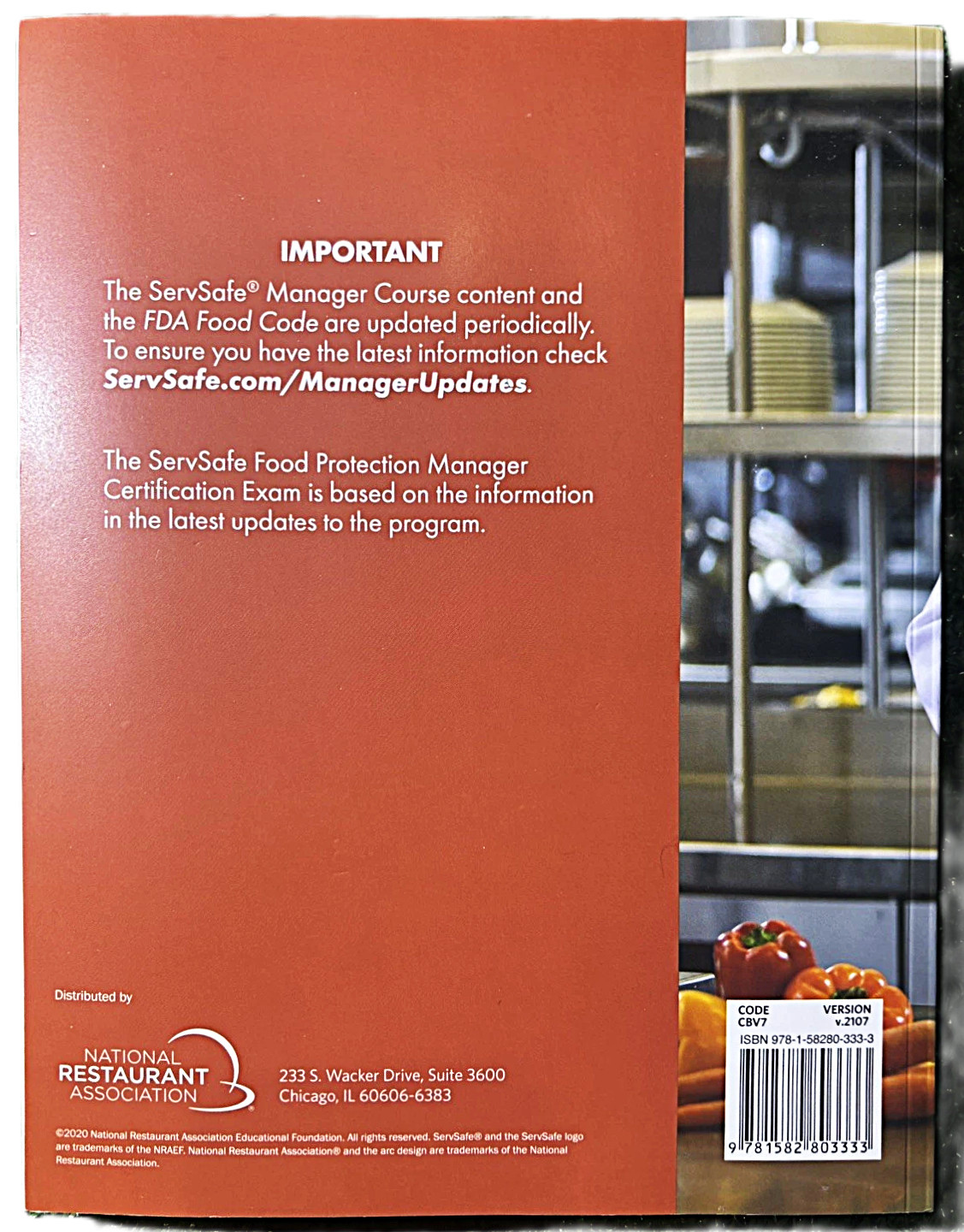 SERVSAFE Coursebook 7th Edition 2017 National Restaurant Association Food Manage