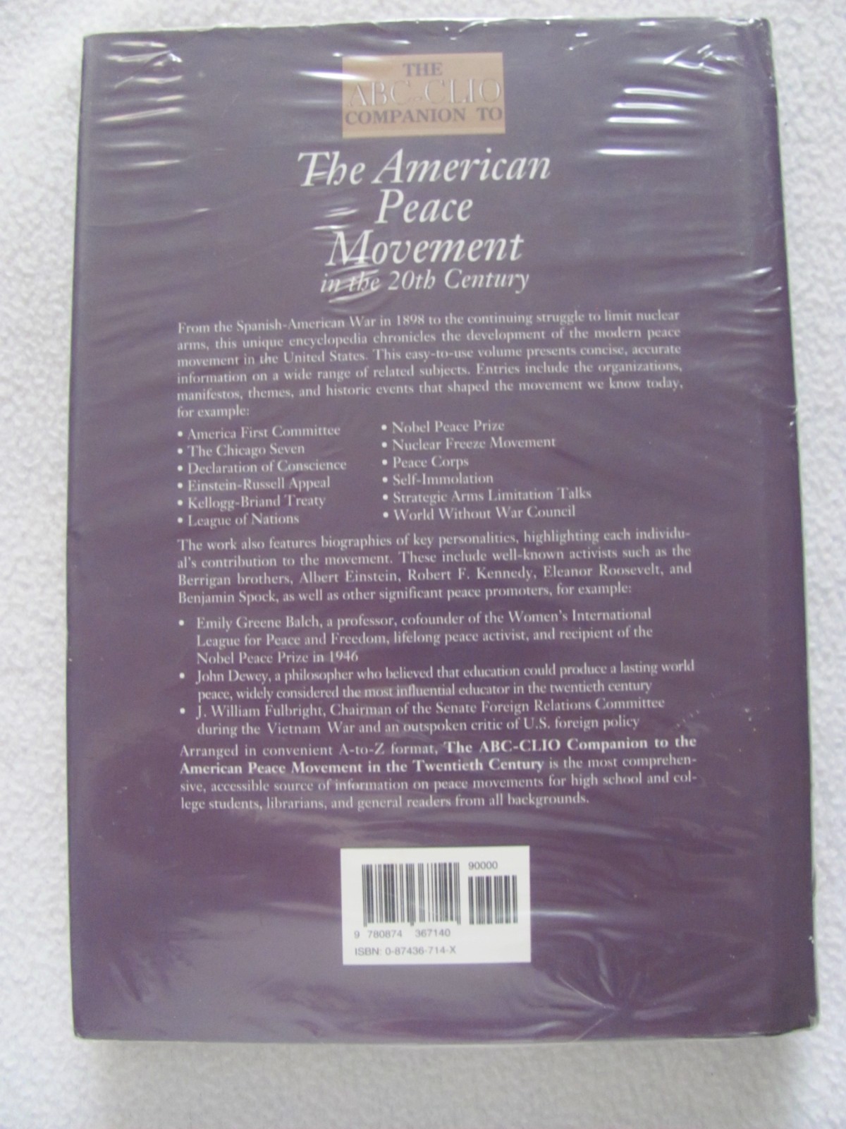 ABC-CLIO Companion: The American Peace Movement Hardback Christine A. Lunardini