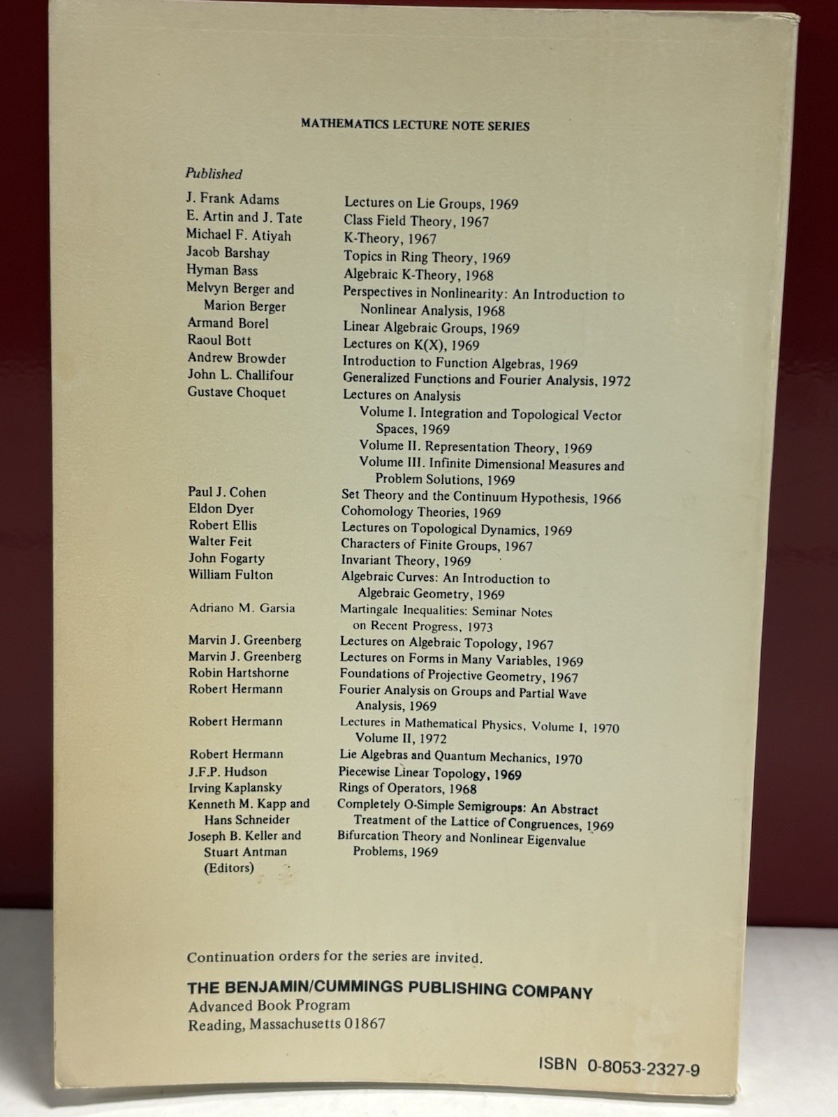 SET THEORY AND THE CONTINUUM HYPOTHESIS By Paul J. Cohen, Fifth Printing, 1980