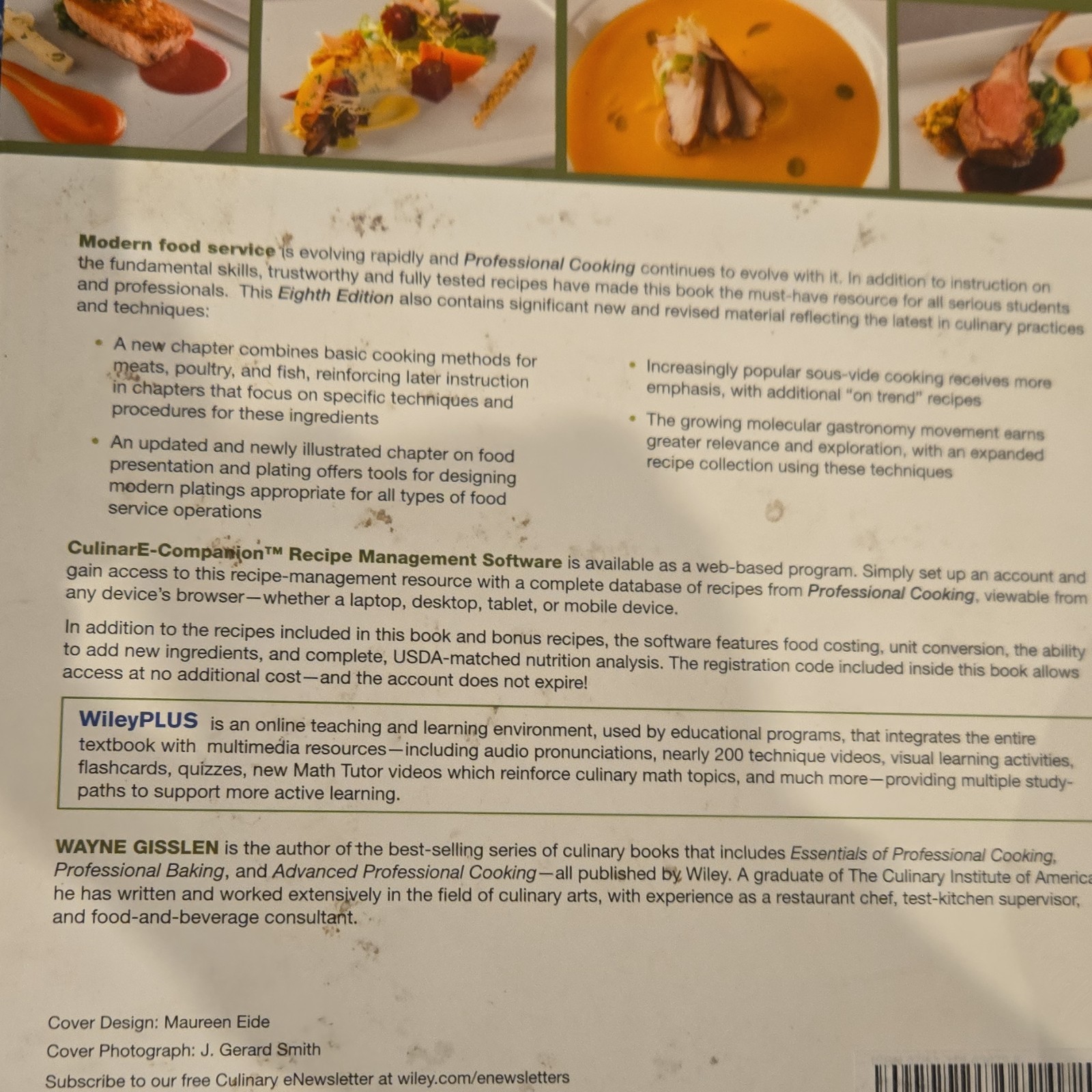 Professional Cooking Eighth Edition by Wayne Gisslen Hardcover Culinary Textbook