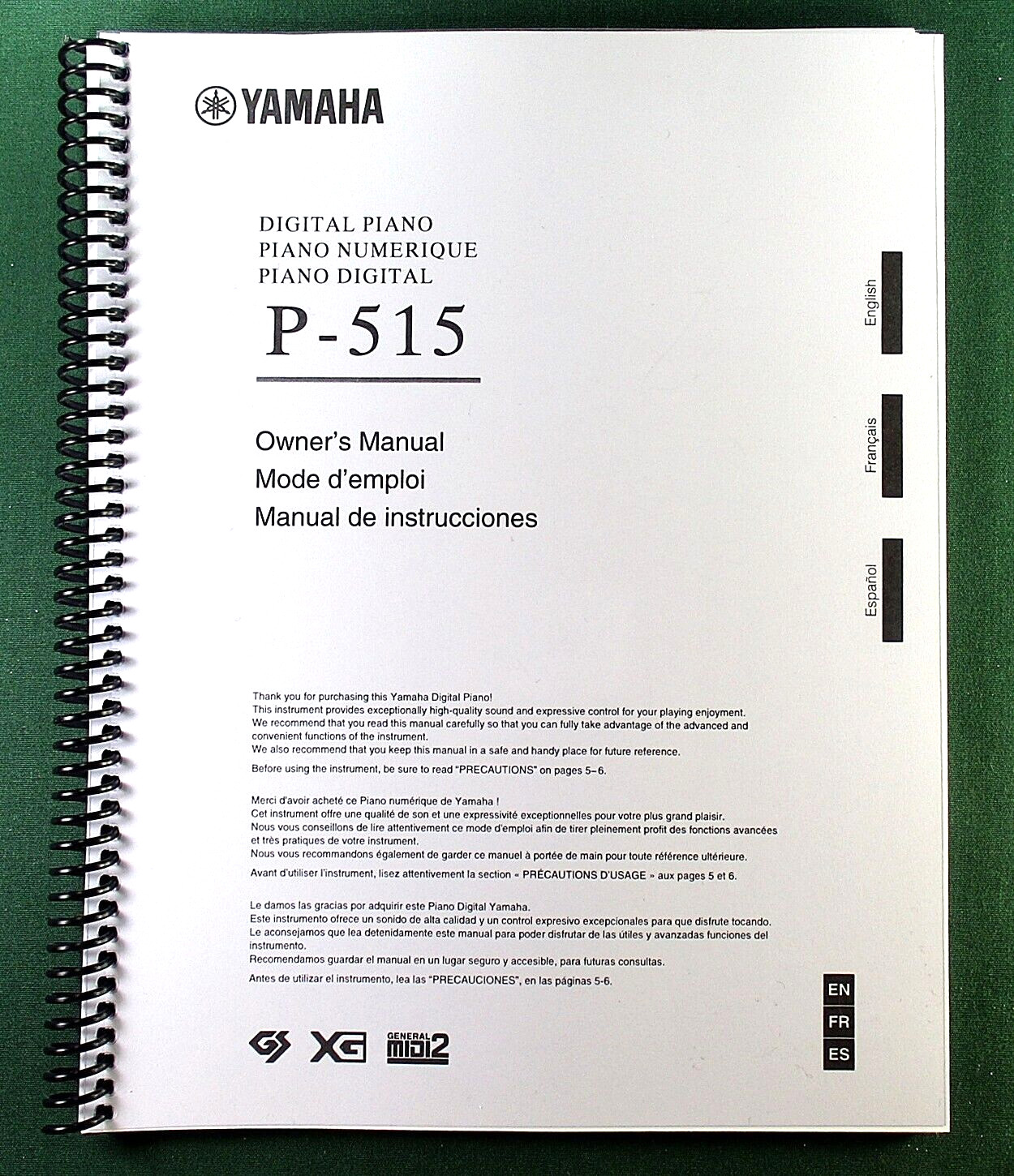 Yamaha P-515 Instruction Manual: 124 Pages & Protective Covers!