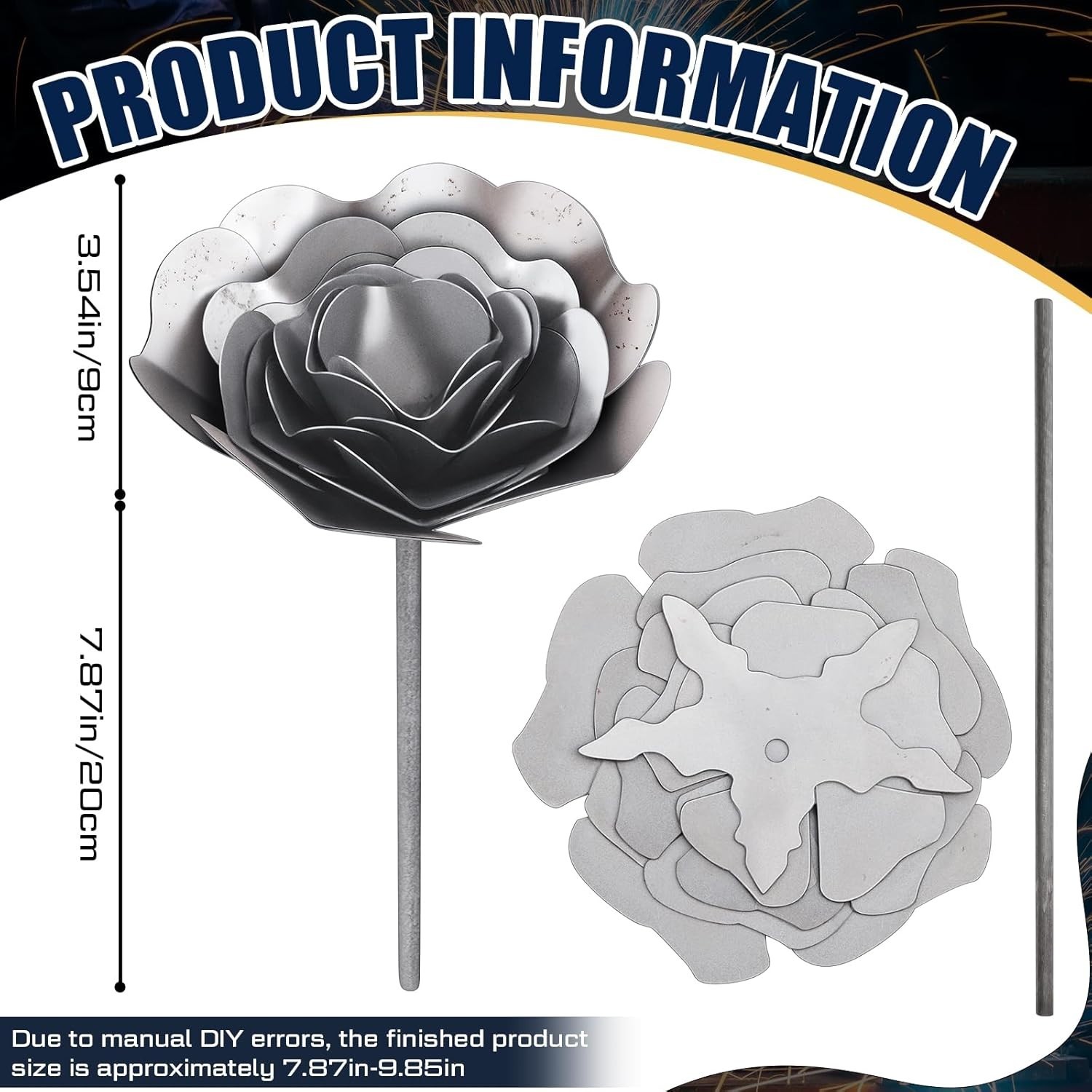 Zonon 3D Rose Flower Welding Practice Kit – Stainless Steel DIY Metal Art
