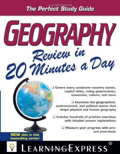 GEOGRAPHY REVIEW IN 20 MINUTES A DAY By Learningexpress Llc Editors *Excellent*