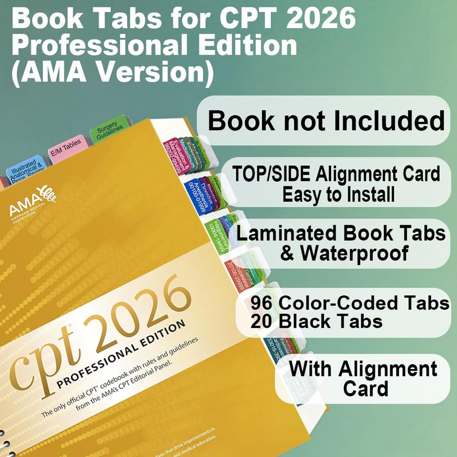Durable Laminated PVC Medical Coding Tabs for 2026 CPT ICD-10 HCPCS Books