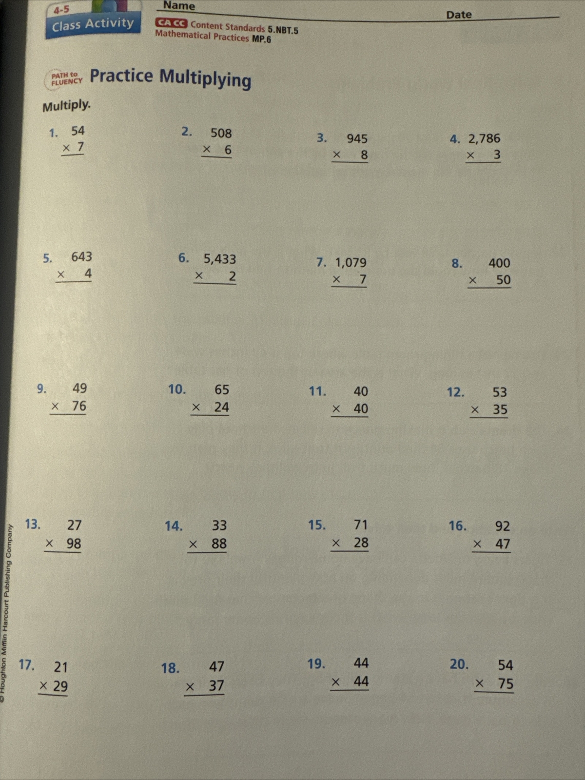 Grade 5 Volume 1, Math Expressions. Student Book.