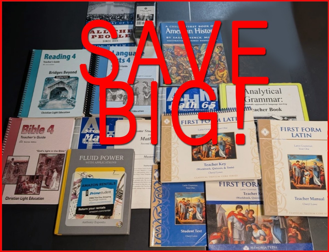 text-book FIRST FORM DVD Latin set Bible 4 Reading Fluid Power Saxon Math 65