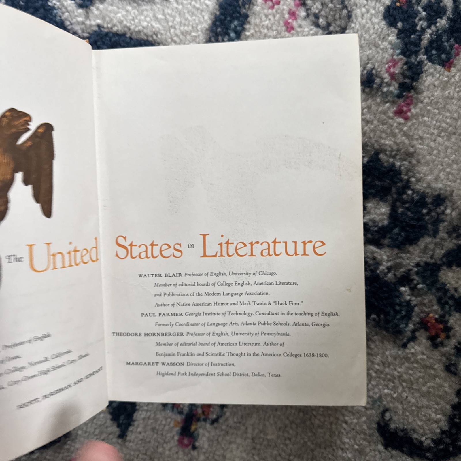 The United States In Literature Scott, Forsman And Company Hardcover 1963