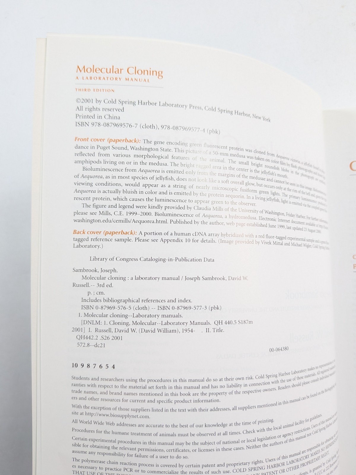 Molecular Cloning: A Laboratory Manual Third Edition 3 Vol Set by Sambrook PB