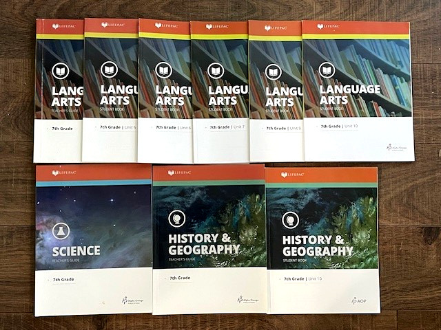 LIFEPAC Language Arts, Science, History & Geography Grade 7 Unused Missing Units