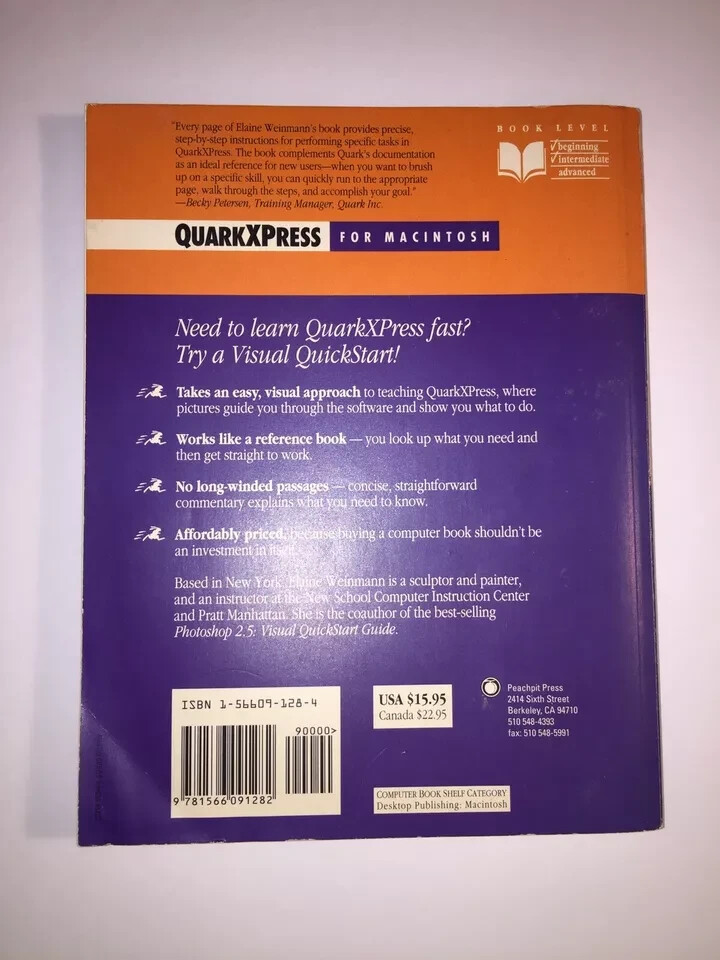 QuarkXPress 3.3 Macintosh Visual QuickStart Guide 1994 Softback Elaine Weinmann