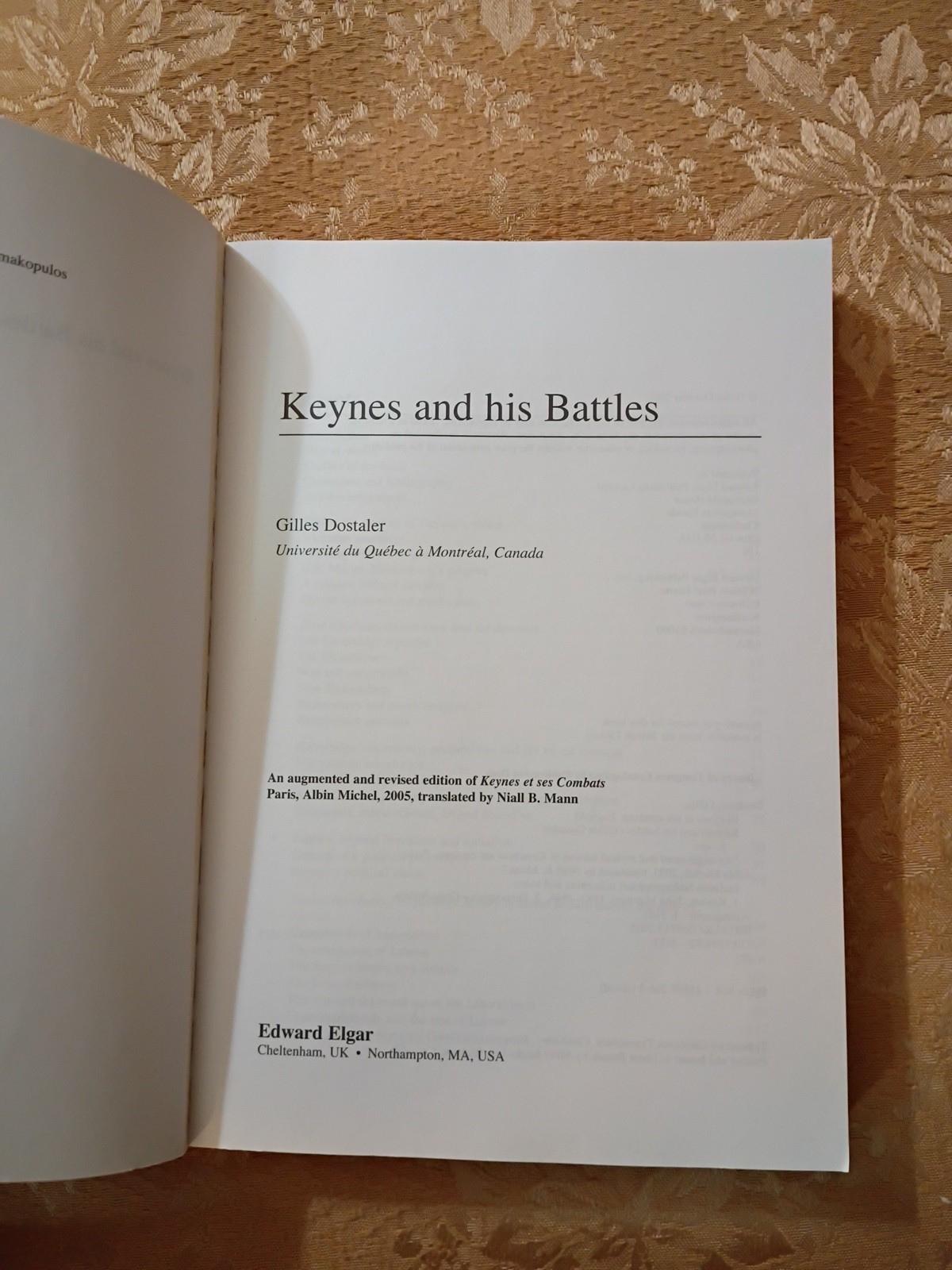 2007 Keynes and His Battles Gilles Dostaler Edward Elgar Economics Paperback