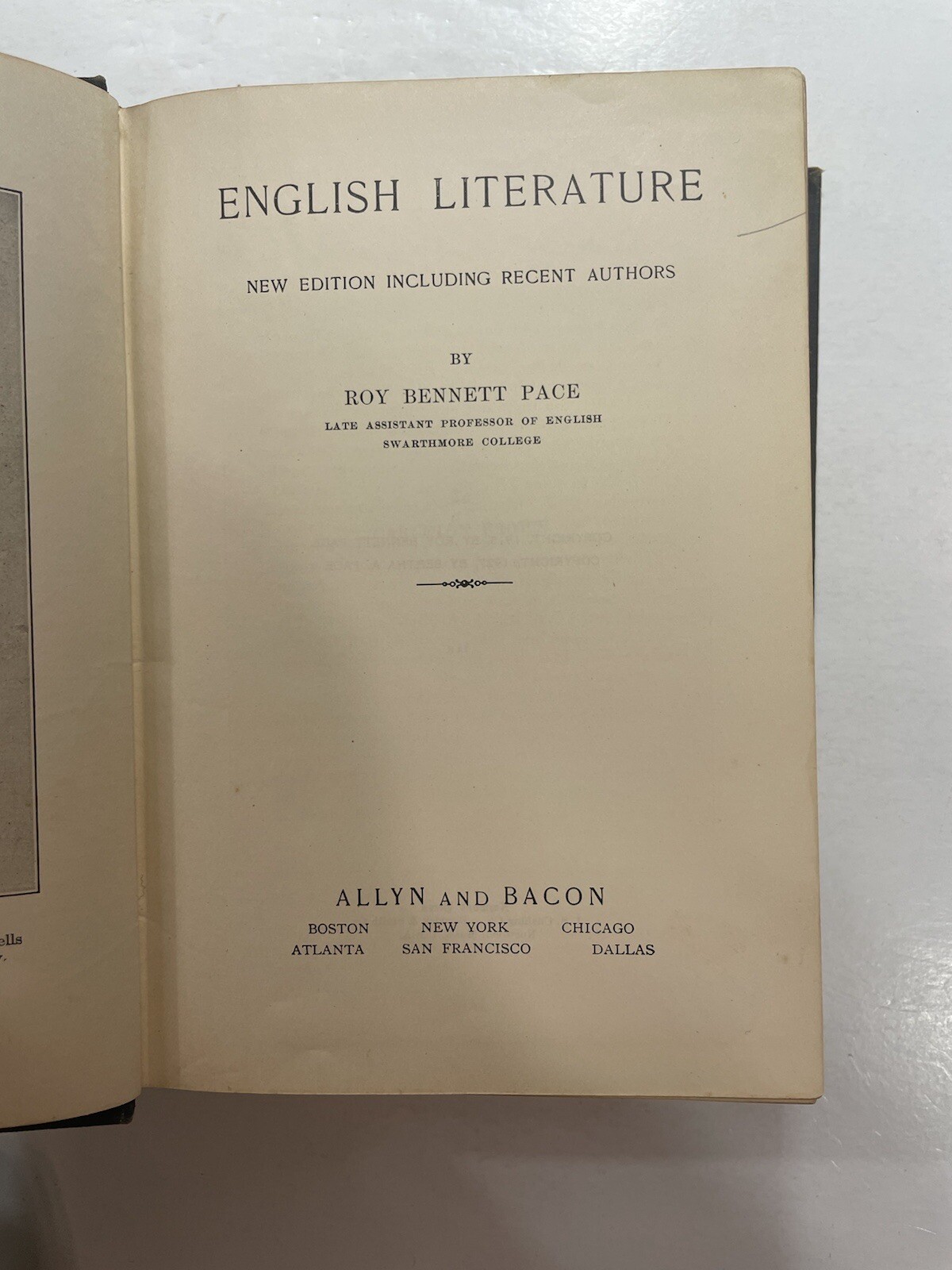 English Literature Roy Bennett Pace Revised Edition 1927 Allyn and Bacon HC