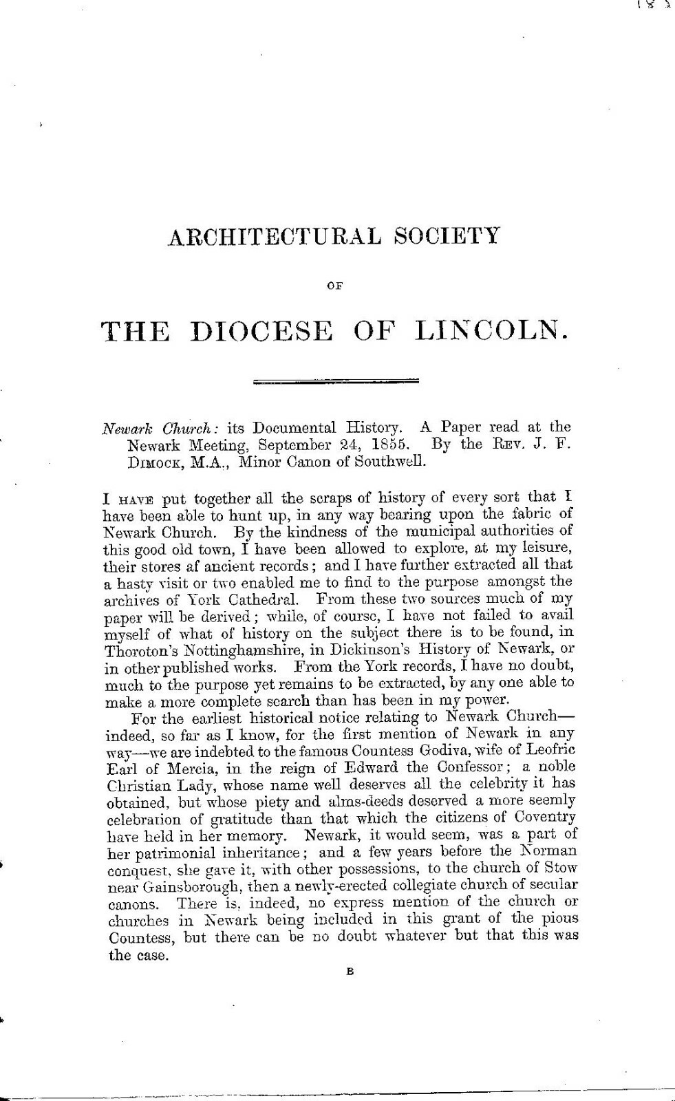 Newark Church, its documental history, By Rev. J F Dimock 1855