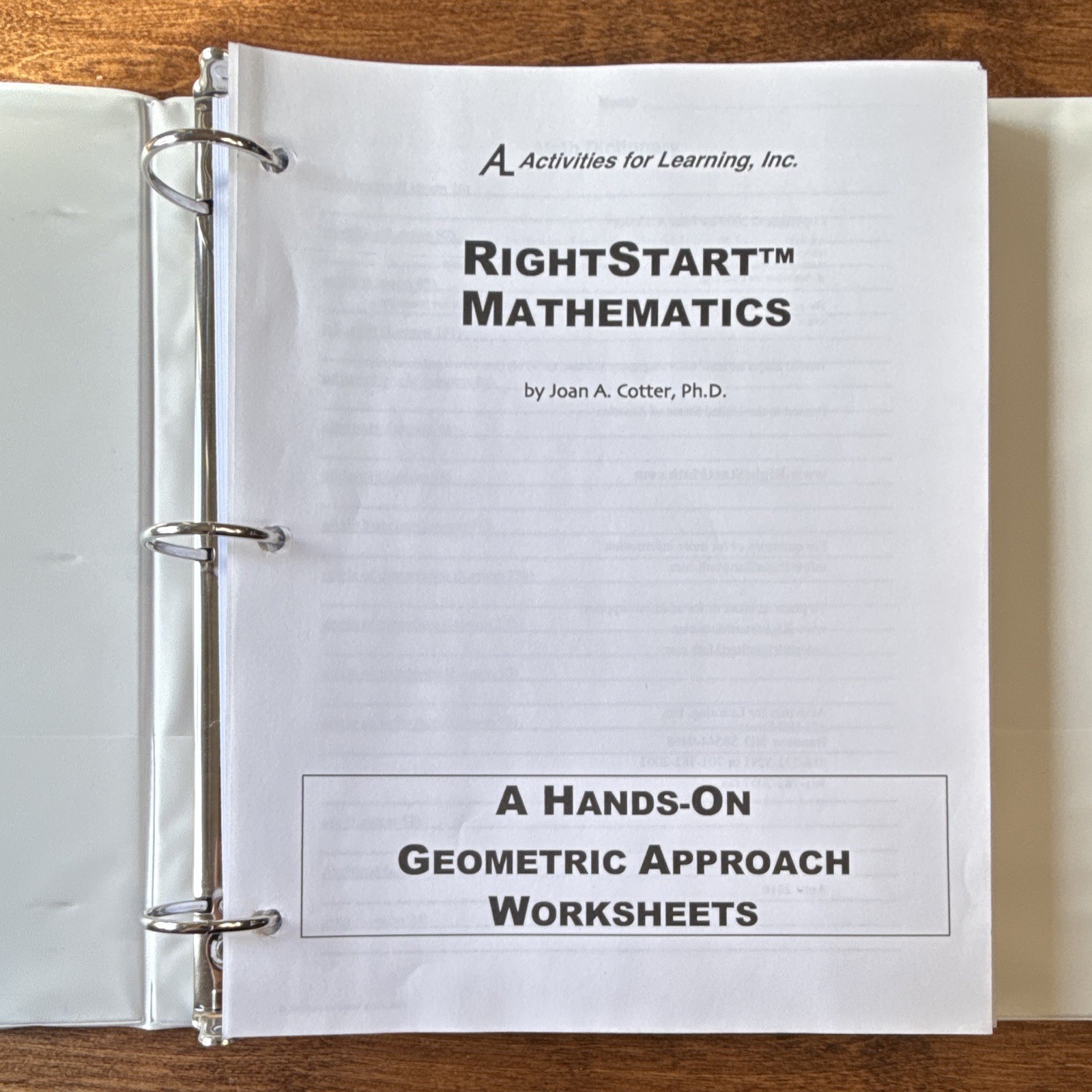 RightStart Mathematics Hands-On Geometric Approach Worksheets Ring Binder Cotter