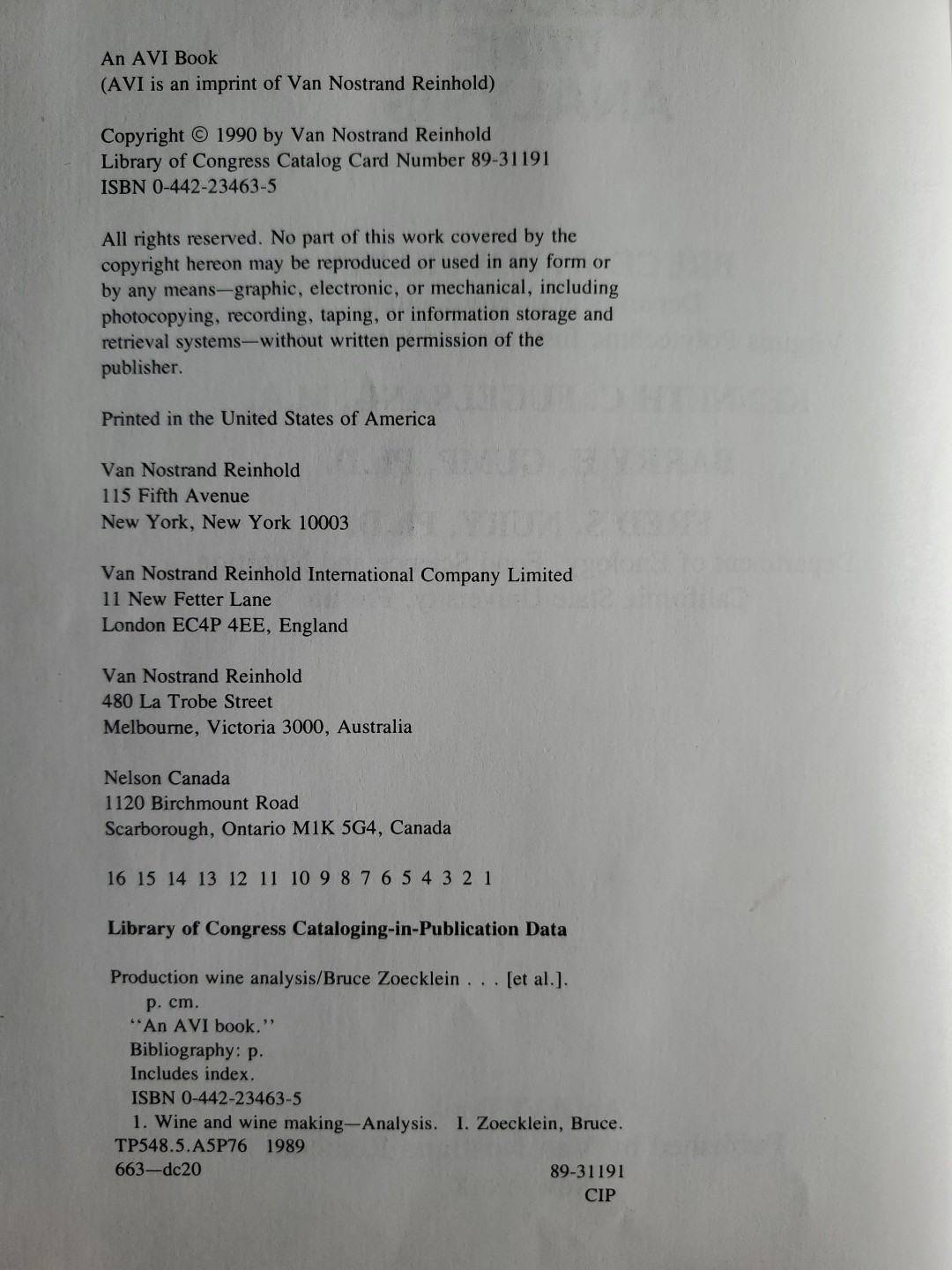 Production Wine Analysis Zoecklein Fugelsang Gump Nury 1990 Enology Wine Making