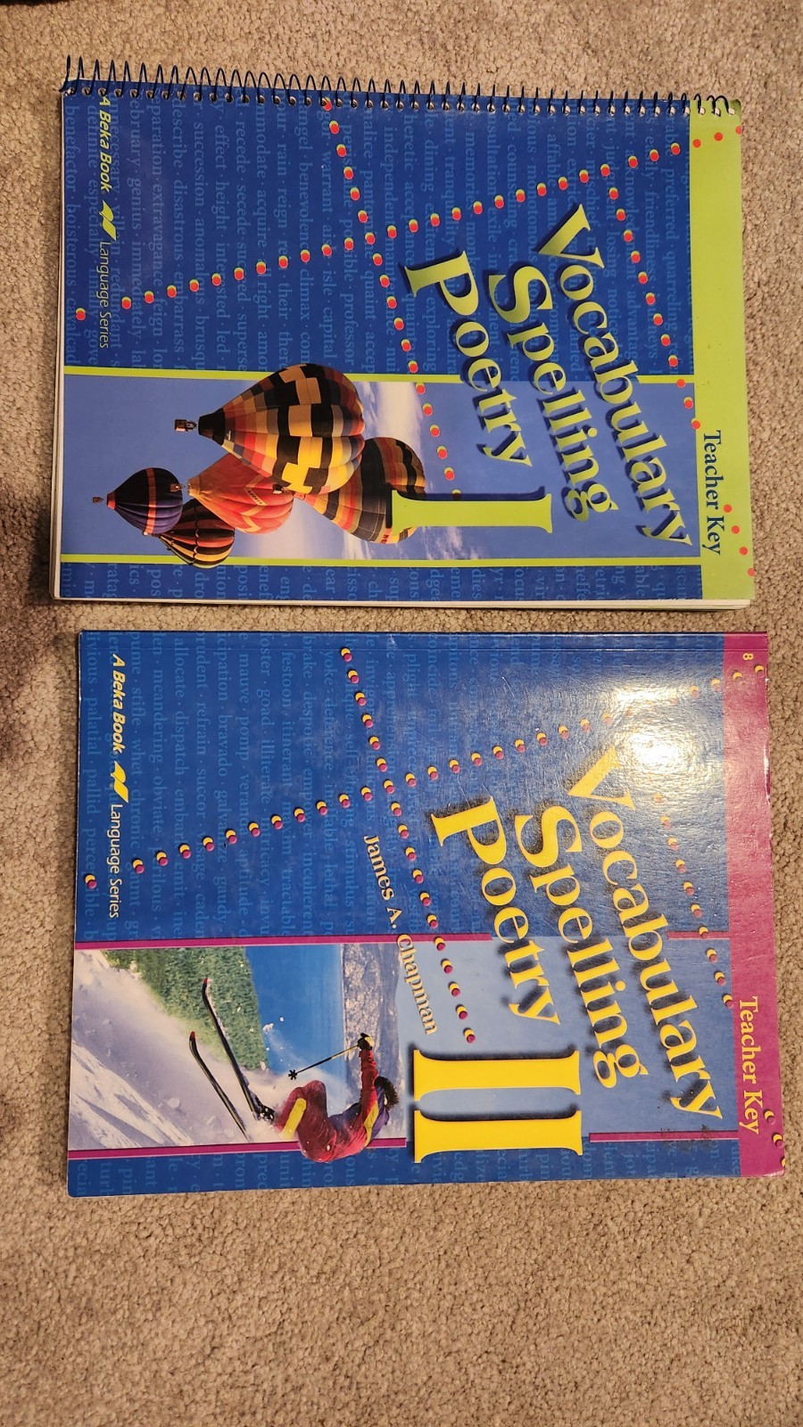 ABEKA Vocabulary Spelling Poetry I,II , grade 7,8 Teacher Keys NEW yr2004/2