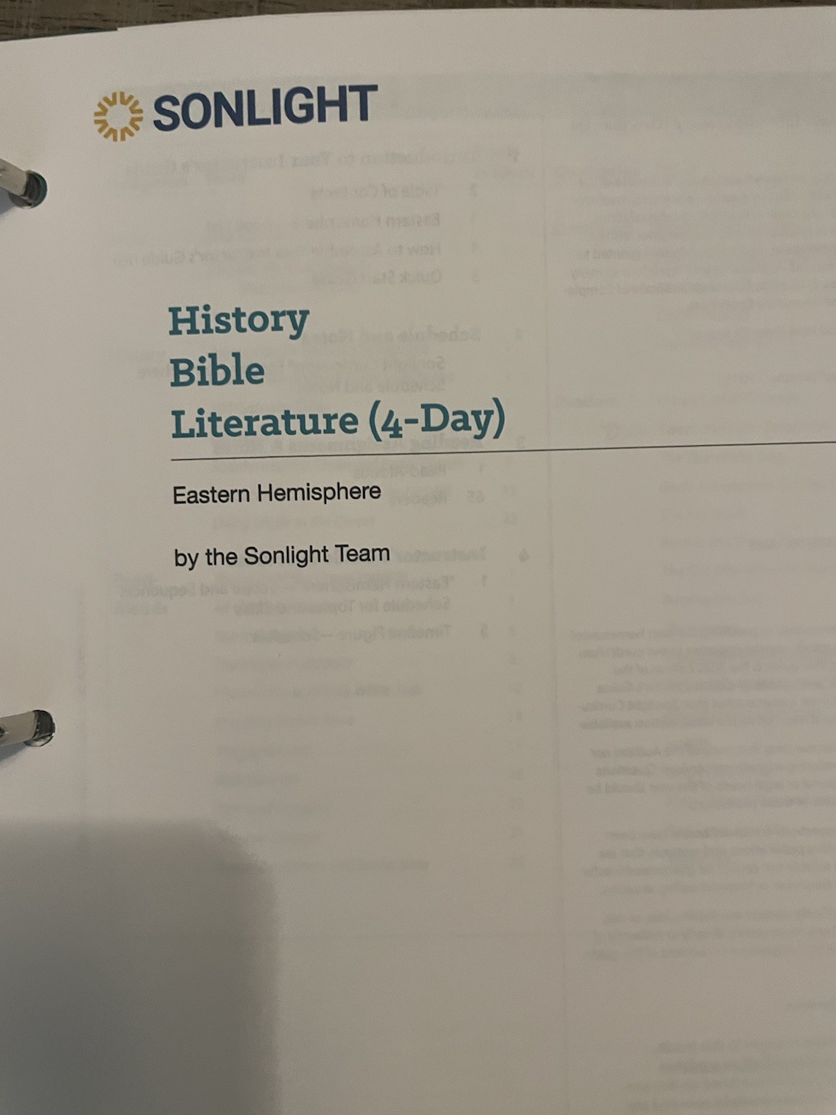 Sonlight Eastern Hemisphere 4-Day Instructor’s Guide History/Bible/Lit 2018 2E