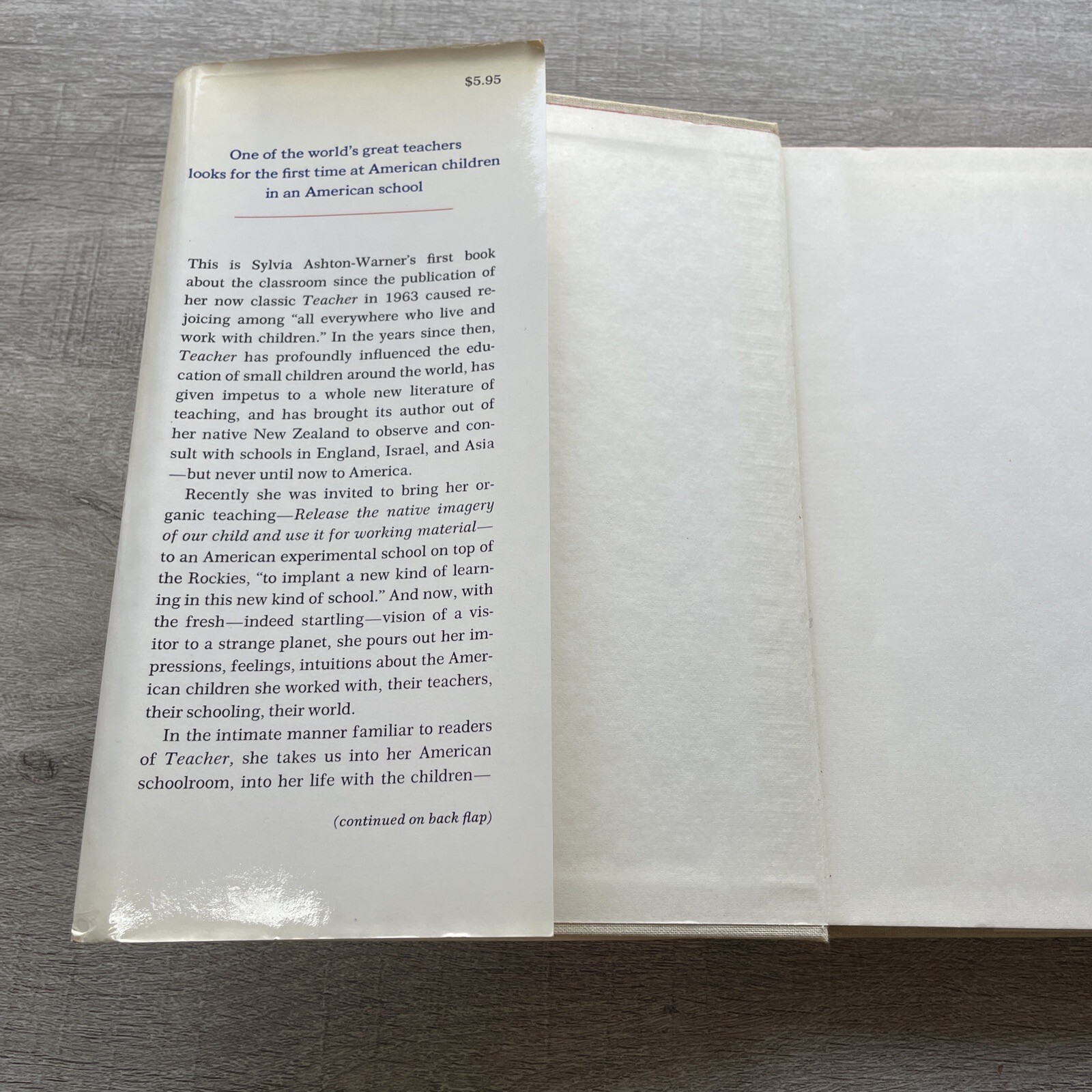 Spearpoint “Teacher” in America by Sylvia Ashton-Warner 1972 HC DJ