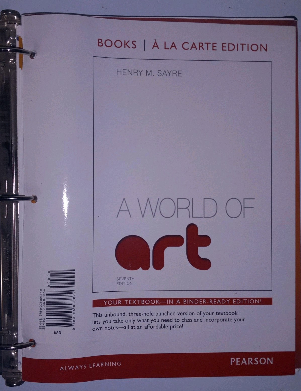 A World of Art (7th Edition) Ring Binder Format Paperback By Sayre, Henry M.