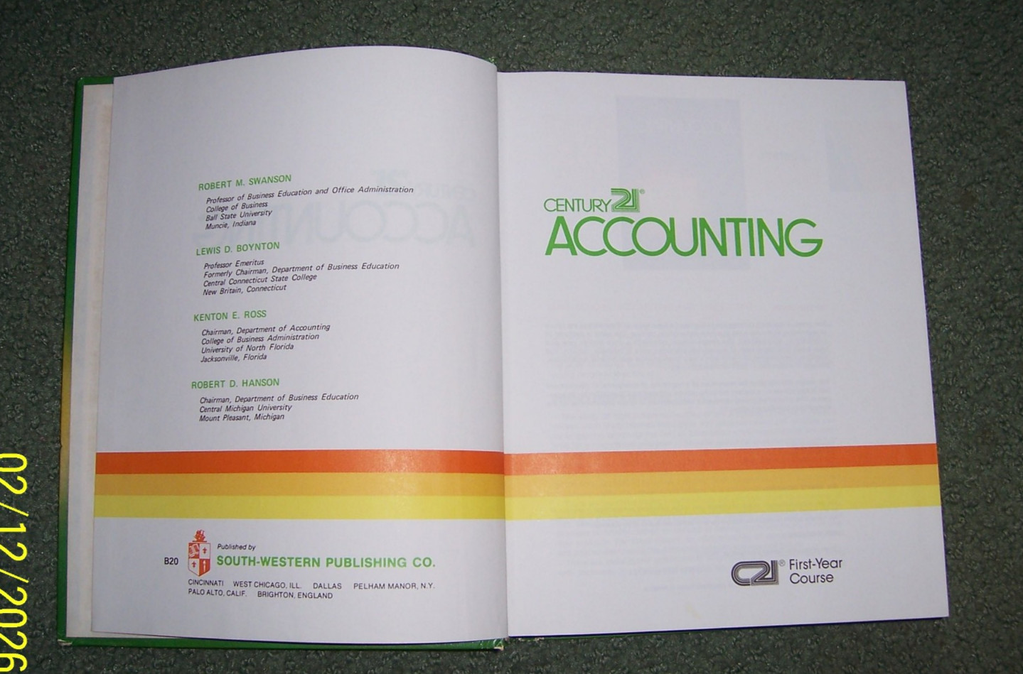 Century 21 Accounting, Green Book, 1977 South-Western Publishing Co. VGC