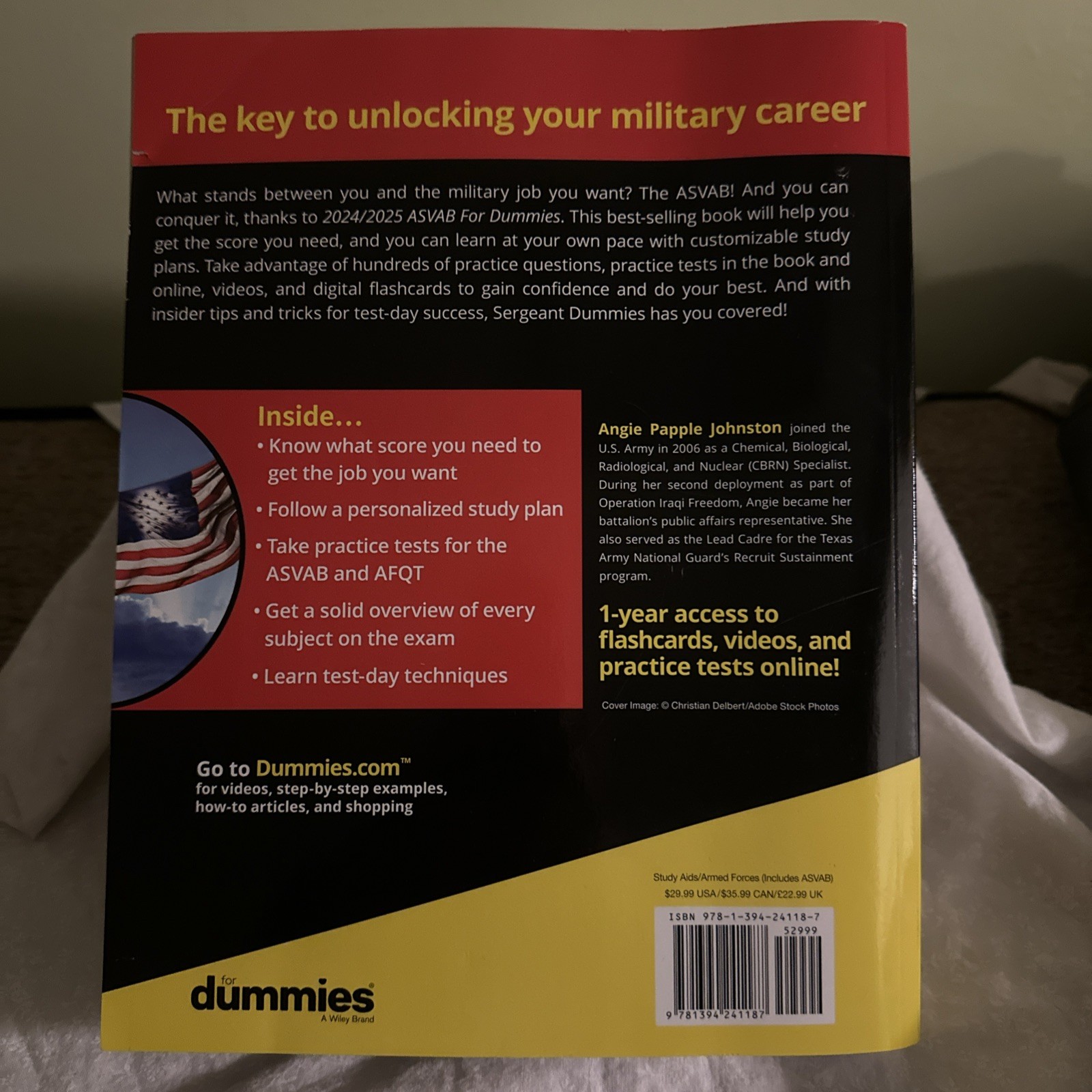 2024/2025 ASVAB For Dummies, by Angie Papple Johnston Like New Paperback