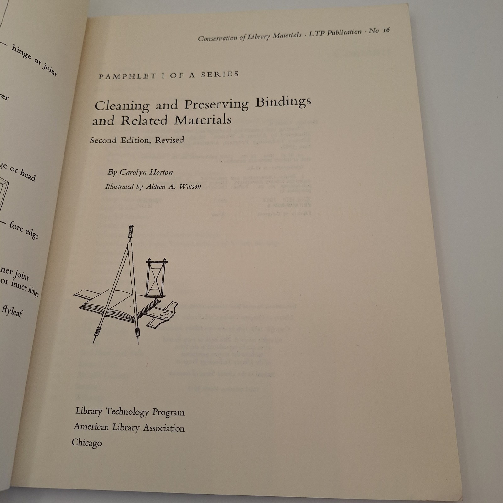 Cleaning Preserving Bindings Carolyn Horton 1975 2nd Ed Bookbinding Conservation