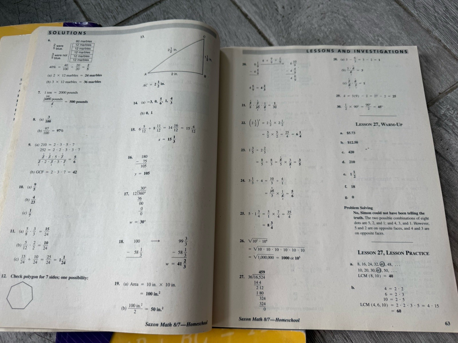 🍏 Saxon Math Homeschool 8/7 – Set of 3 – by Hake & Saxon 2005 Paperback