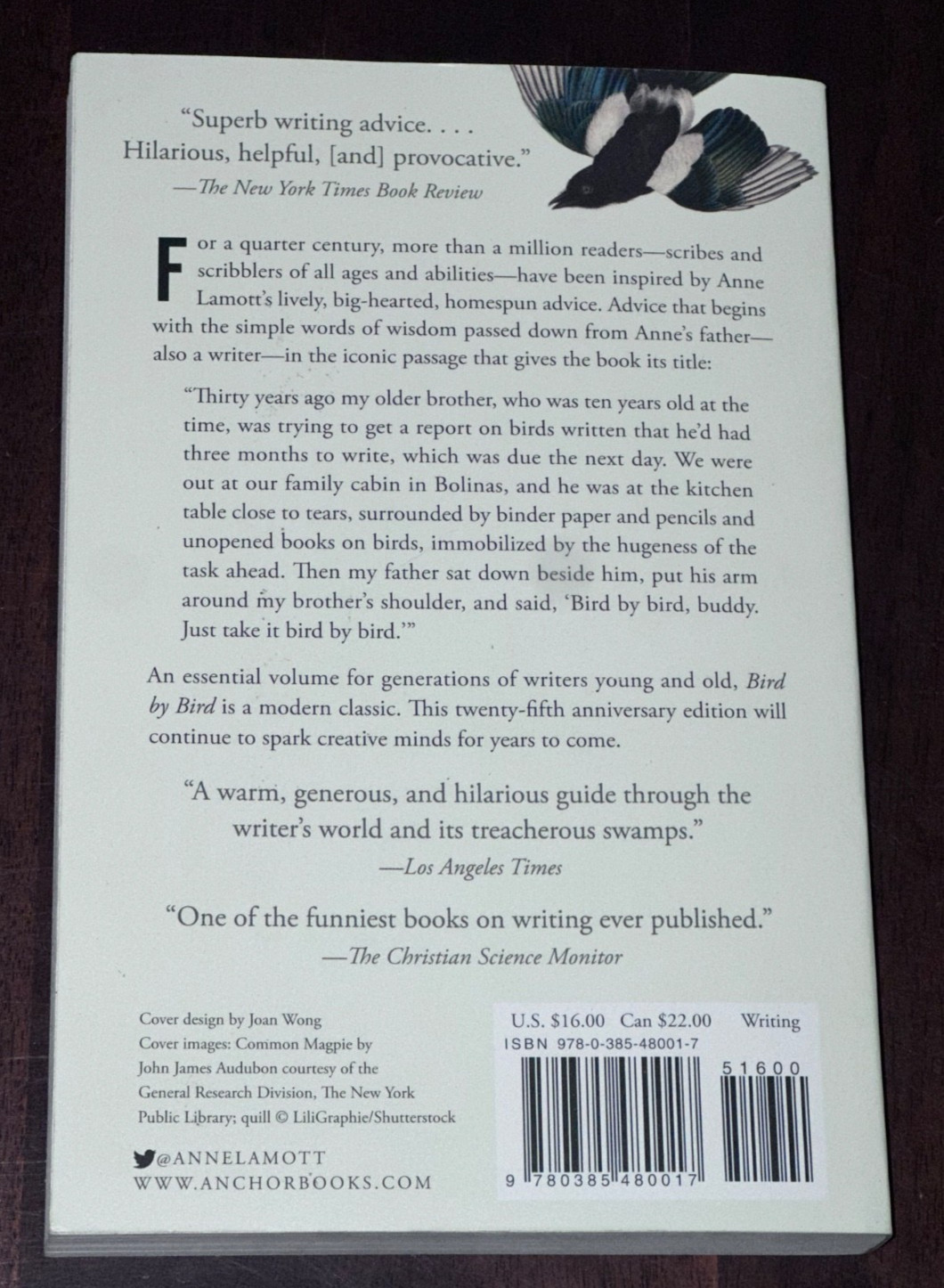 Bird By Bird Some Instructions On Writing And Life By Anne Lamott Book pb